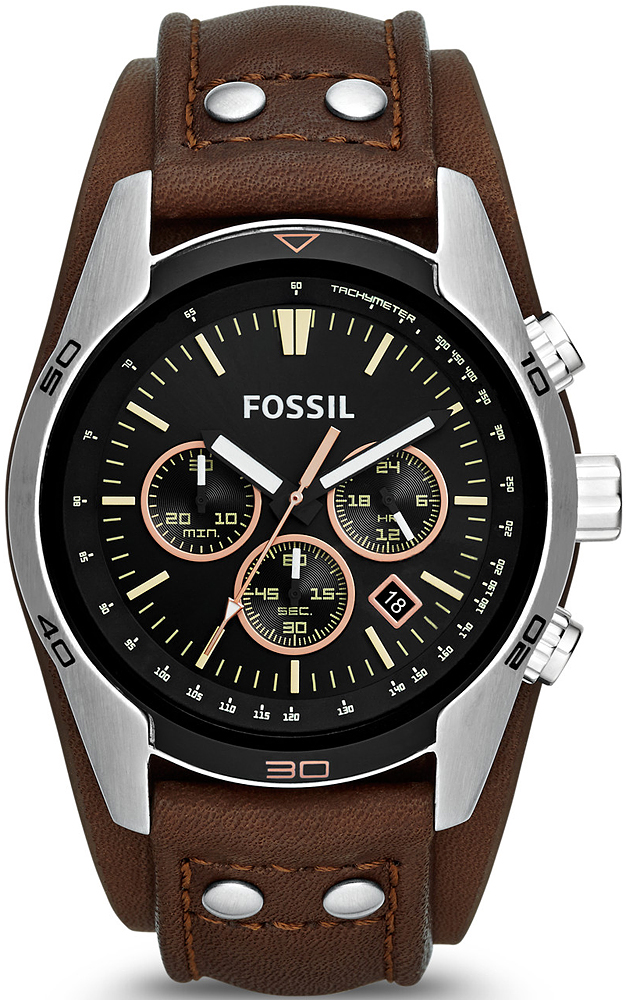 COACHMAN Brown Leather Strap 44mm Fossil CH2891 