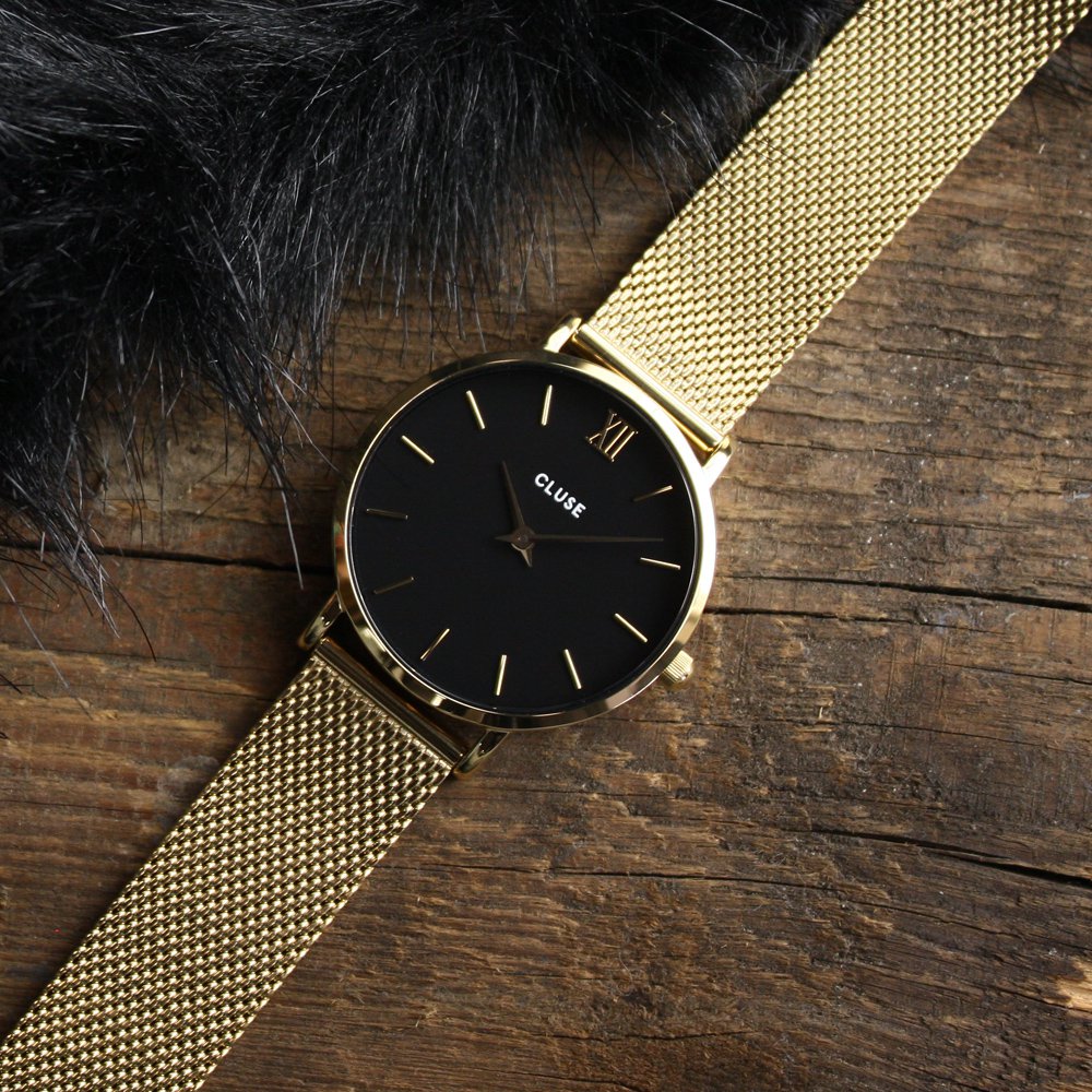zegarek Cluse CW0101203017 Mesh Gold/Black Minuit mineralne - miniatura 9