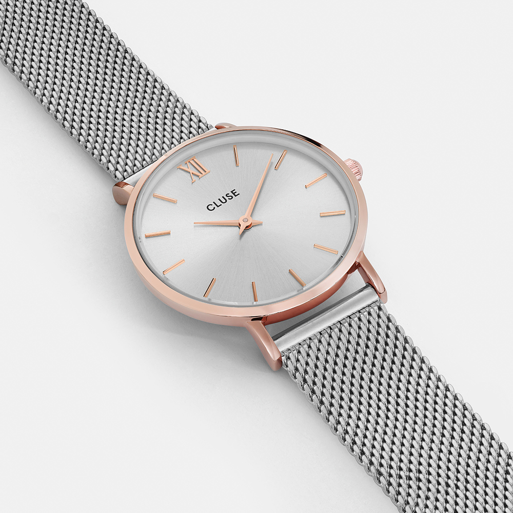 Cluse CW0101203004 Minuit Mesh Rose Gold/Silver zegarek damski fashion/modowy mineralne - miniatura 2
