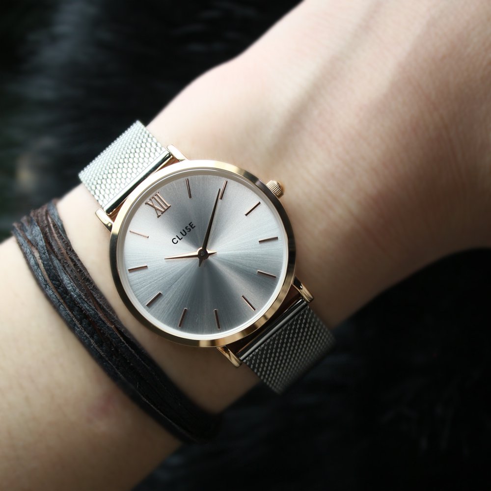 zegarek Cluse CW0101203004 Mesh Rose Gold/Silver Minuit mineralne - miniatura 5