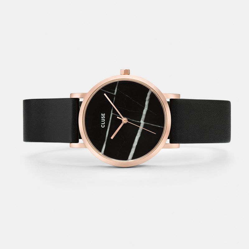 Cluse CL40104 La Roche Petite Rose Gold Black Marble/Black zegarek damski klasyczny mineralne - miniatura 2