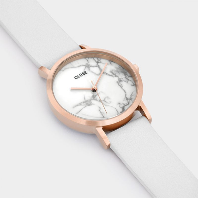 Cluse CL40110 La Roche Petite Oro Rosa Bianco Marmo/Bianco zegarek damski klasyczny mineralne - miniatura 2