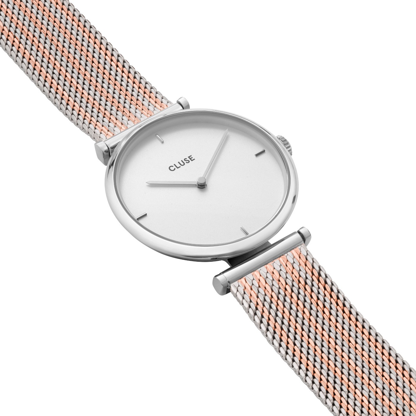 Cluse CL61001 Silver White/Silver Rose Gold Triomphe fashion/modowy zegarek srebrny - miniatura 3