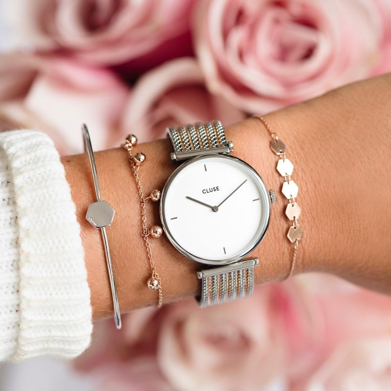zegarek Cluse CL61001 Silver White/Silver Rose Gold Triomphe mineralne - miniatura 5