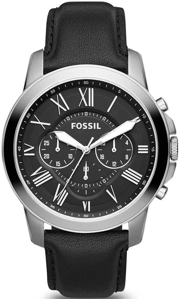 GRANT Black Leather Strap 44mm Fossil FS4812 