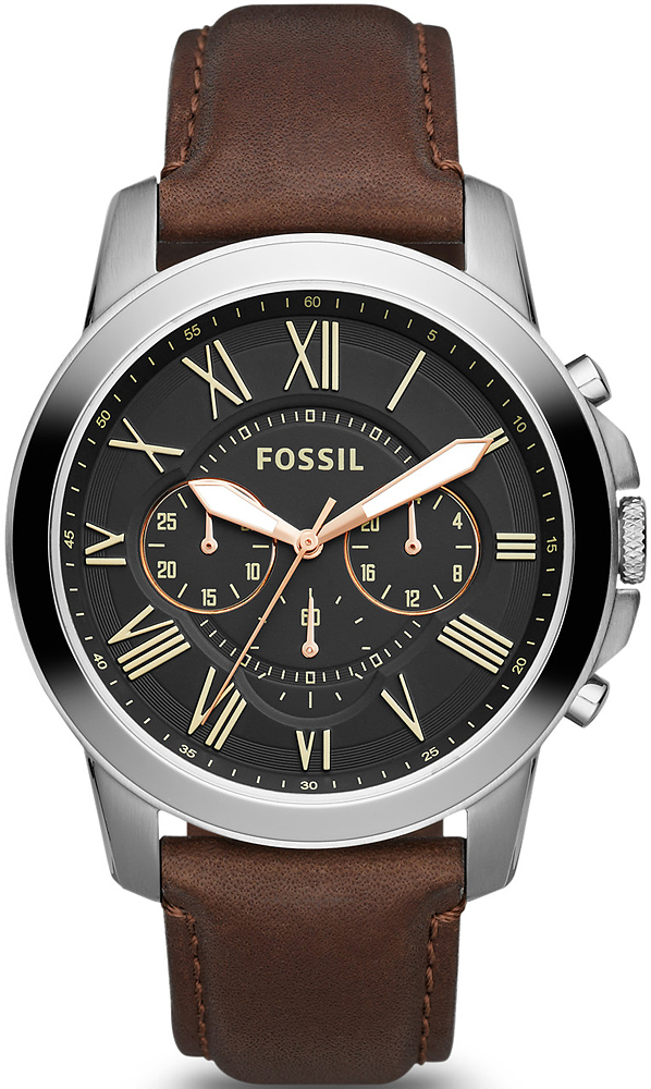 GRANT Brown Leather Strap 44mm Fossil FS4813 