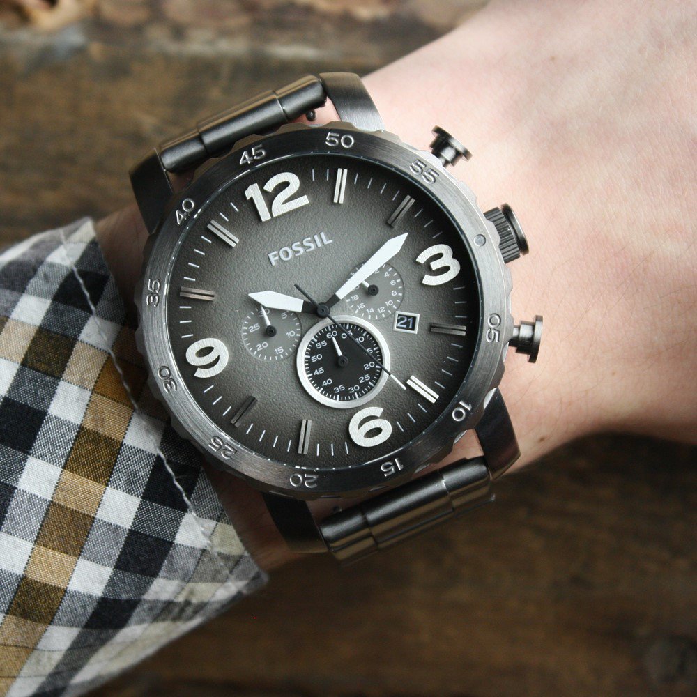 zegarek Fossil JR1437 NATE męski z chronograf Mens Dress - miniatura 3