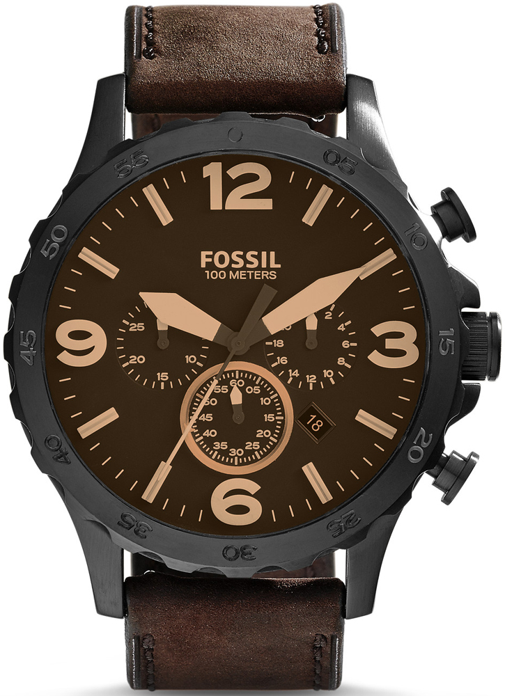 NATE Brown Leather Strap 50mm Fossil JR1487 