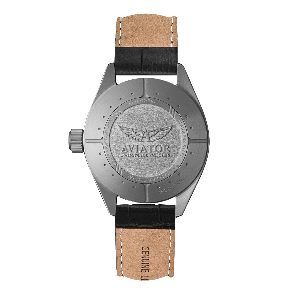 Aviator V.1.22.0.149.4 zegarek srebrny klasyczny Airacobra pasek - miniatura 4