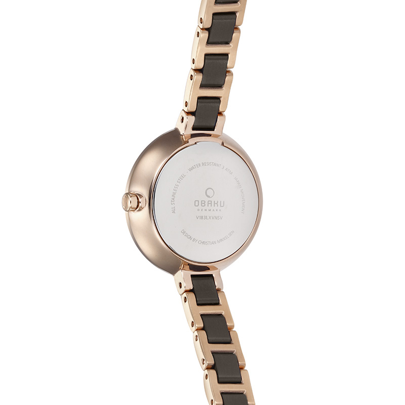 Obaku Denmark V183LXVNSV Slim VIND - COFFEE zegarek damski fashion/modowy mineralne - miniatura 2