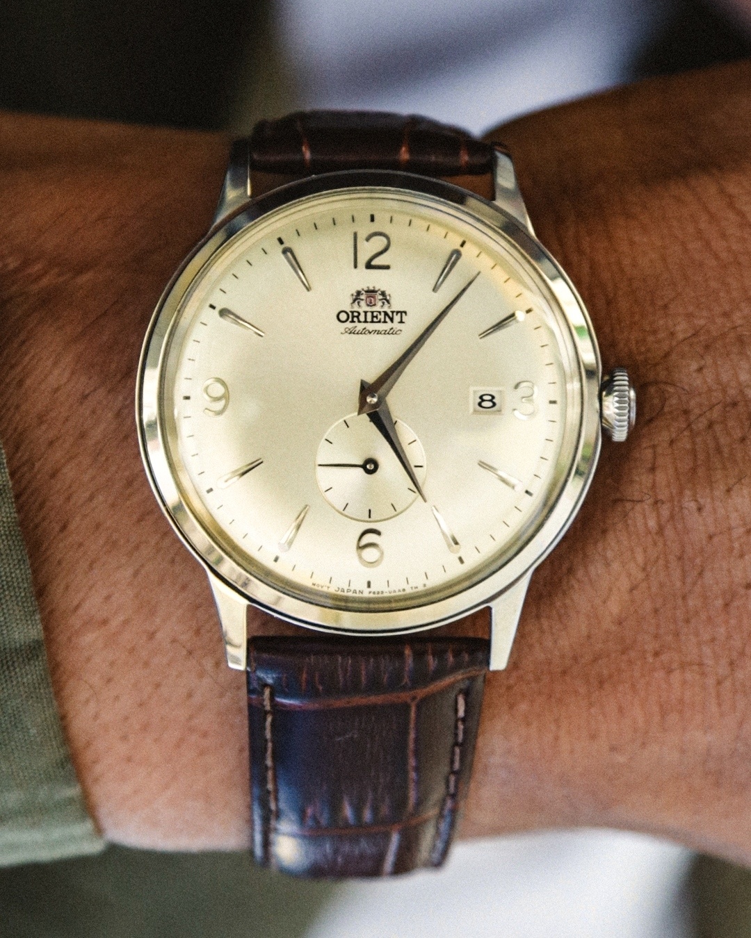 Zegarek Orient Bambino Small Seconds automatyczny męski brązowy RA-AP0003S30B - miniatura 27