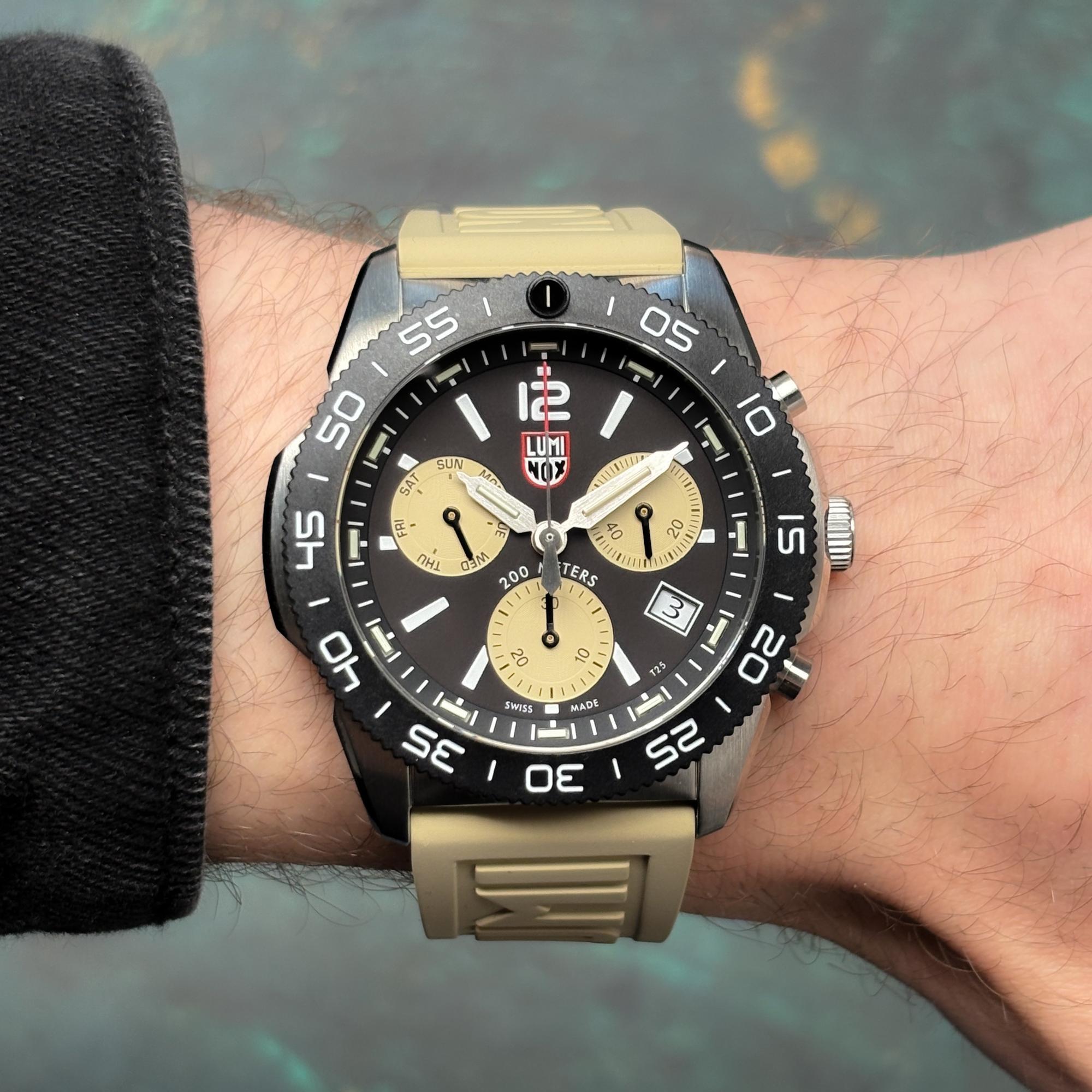 Zegarek Luminox Pacific Diver 3140 Series Chronograph stalowy męski beżowy XS.3150 - miniatura 17