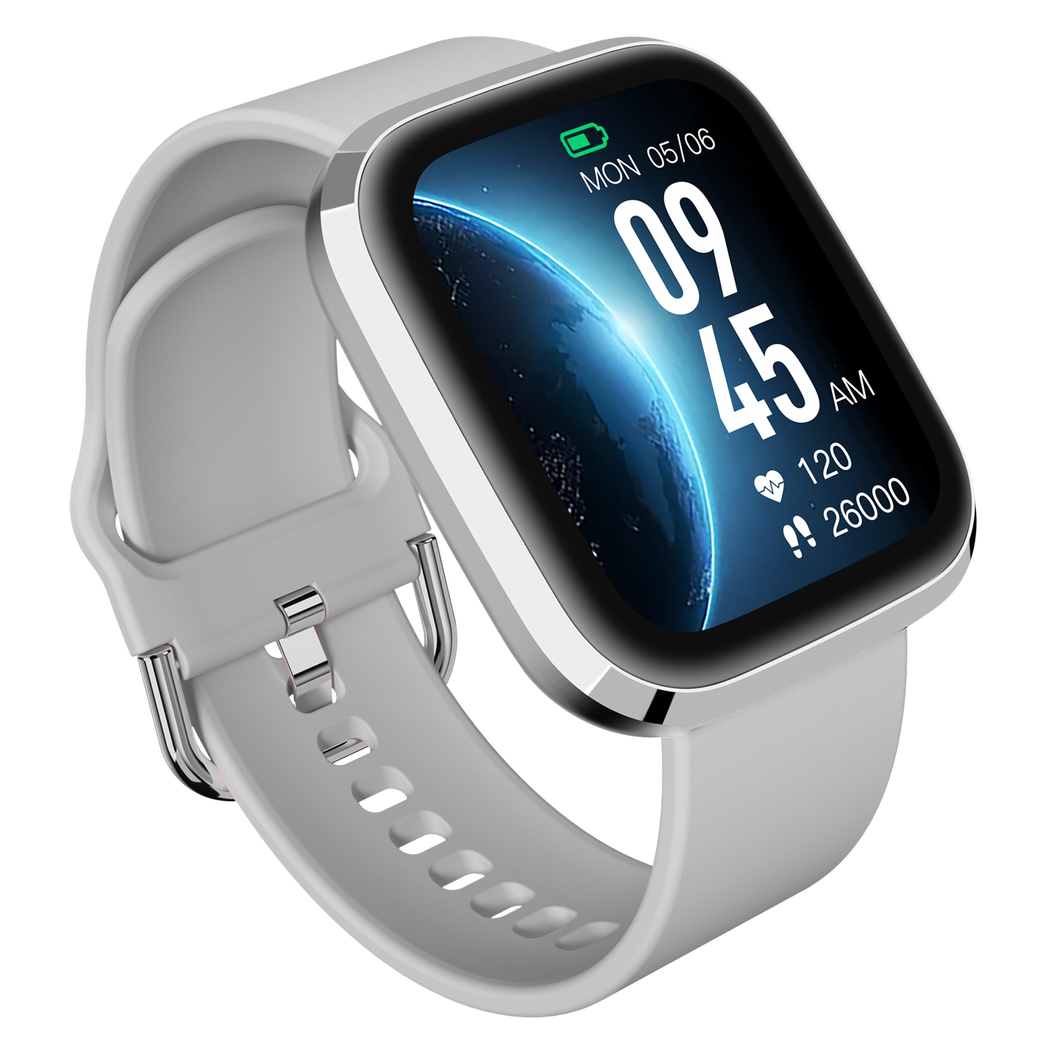 5904238484876 zegarek srebrny sportowy Smartwatch pasek - miniatura 5
