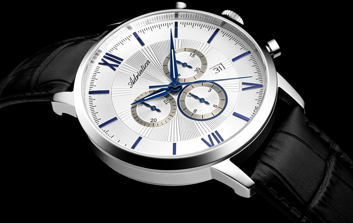 Adriatica A829852B3CH Pasek Chronograph zegarek męski klasyczny szafirowe