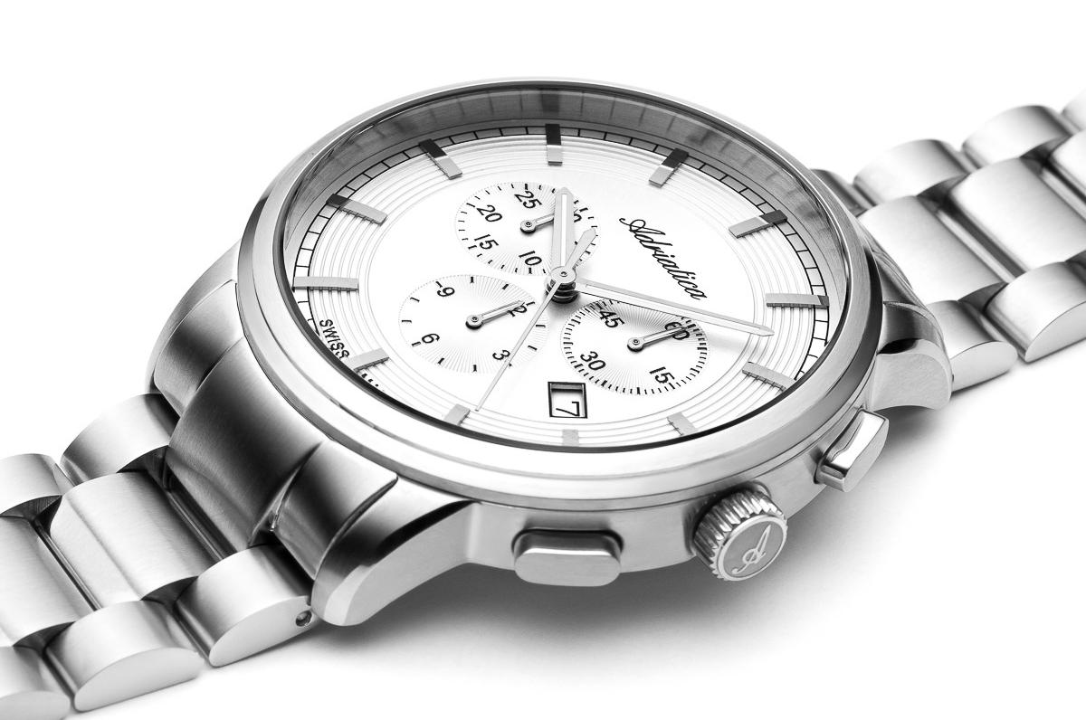 Adriatica A83075113CH Chronograph Bransoleta sportowy zegarek srebrny - miniatura 2