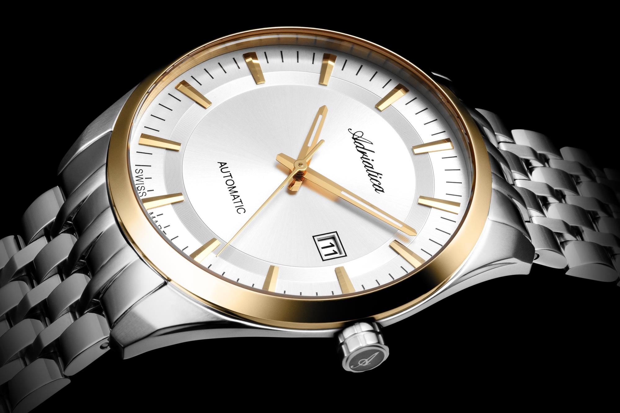 Adriatica A83092113A zegarek srebrny klasyczny Automatic bransoleta
