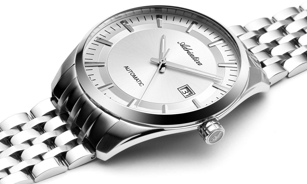 Adriatica A83095113A zegarek srebrny klasyczny Automatic bransoleta