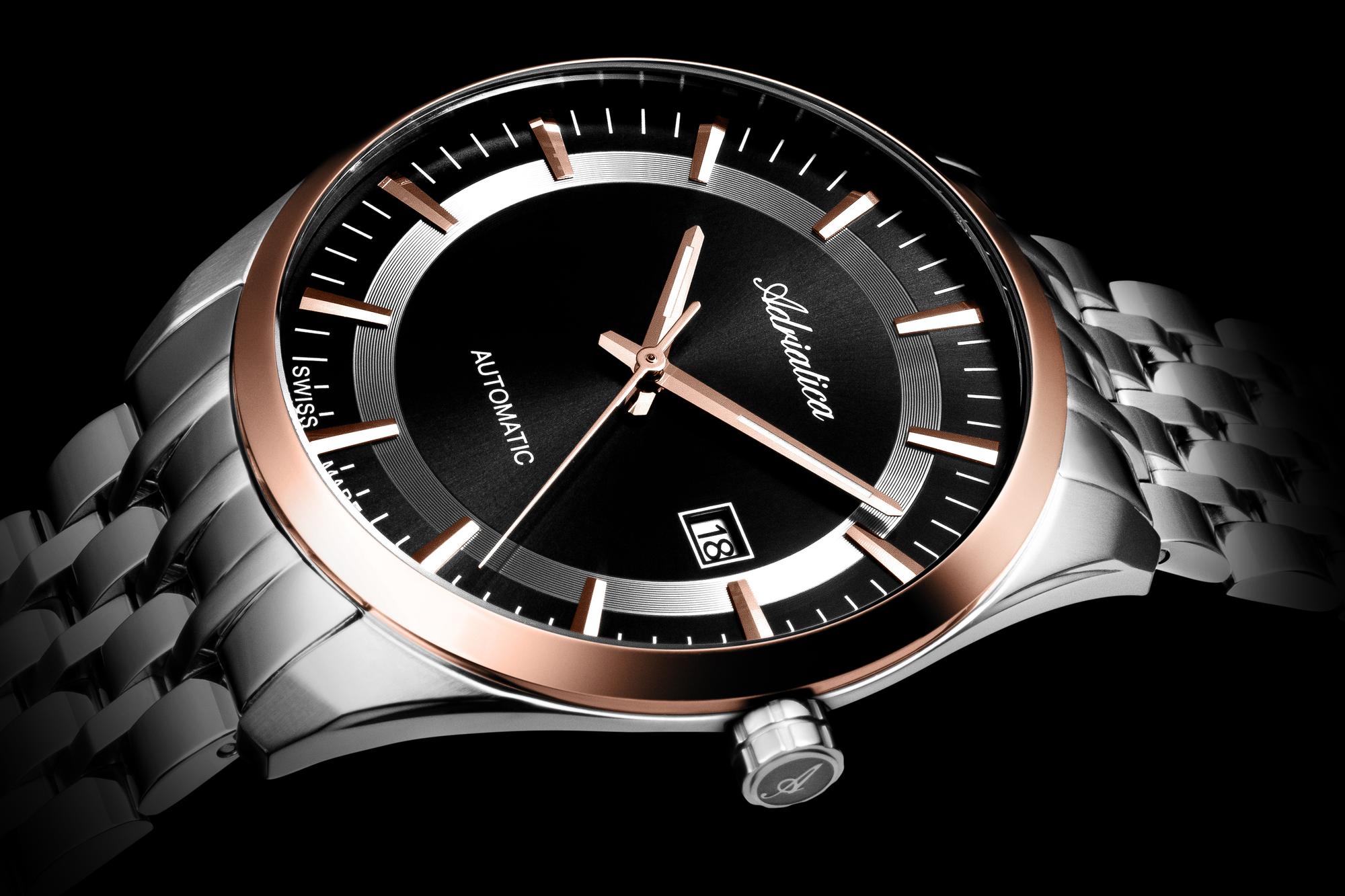 Adriatica A8309R116A zegarek srebrny klasyczny Automatic bransoleta