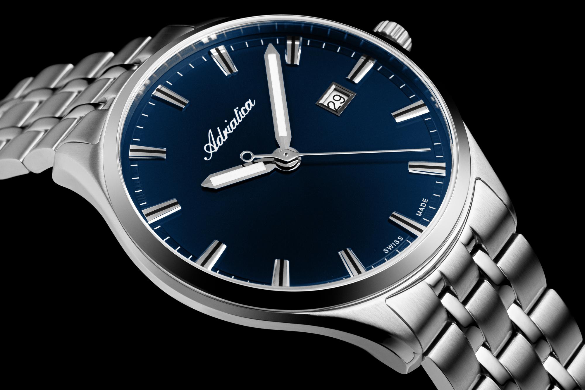 Adriatica A83305115Q Pasek zegarek męski klasyczny szafirowe - miniatura 6