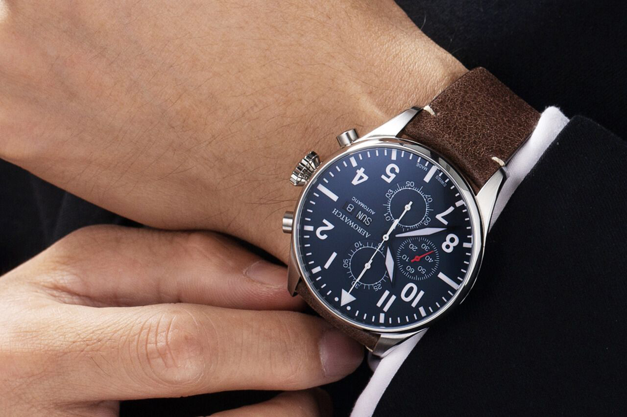 Aerowatch 61989-AA05 zegarek srebrny klasyczny Les Grandes Classiques pasek - miniatura 6