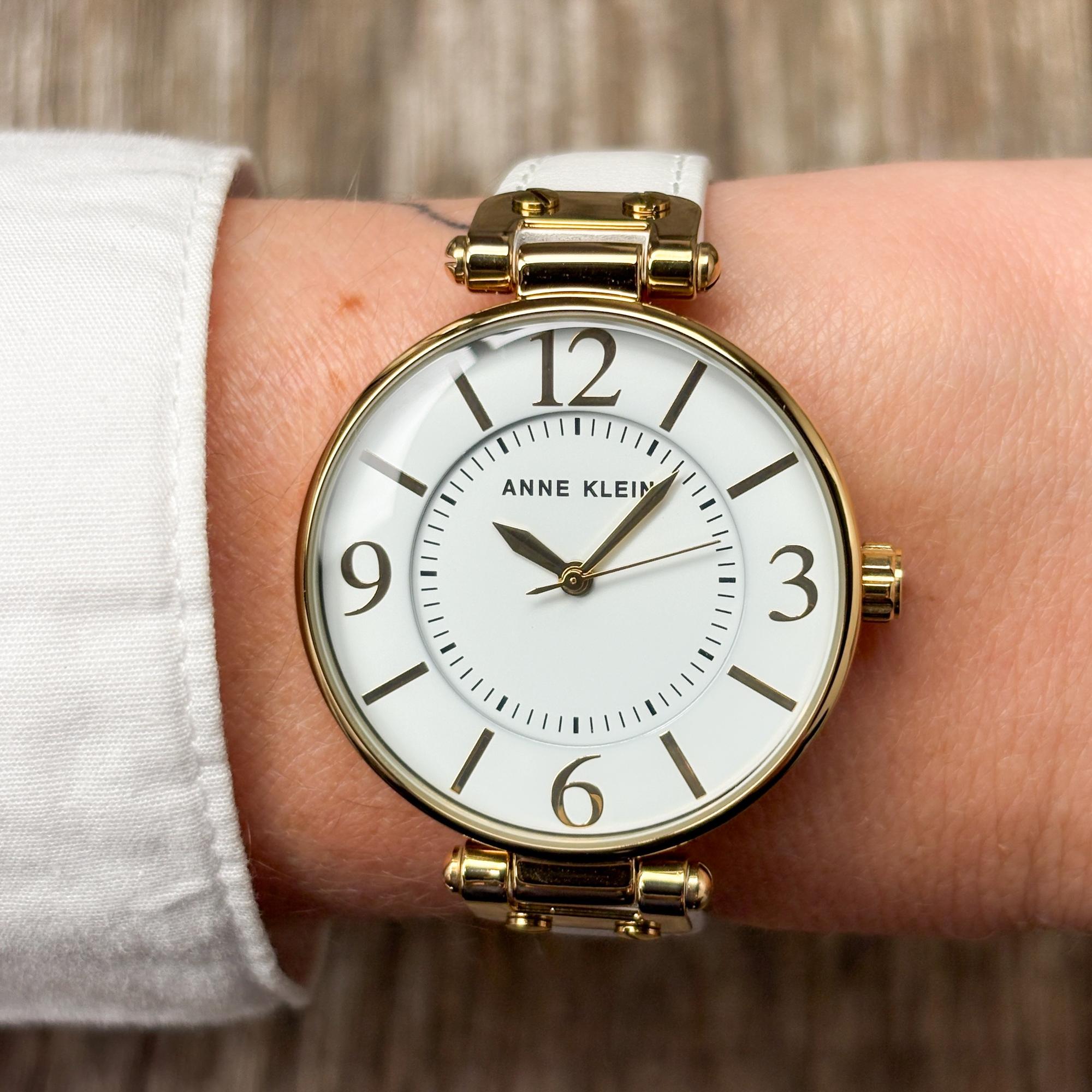 Anne Klein 10-9168WTWT zegarek złoty klasyczny Pasek pasek - miniatura 5