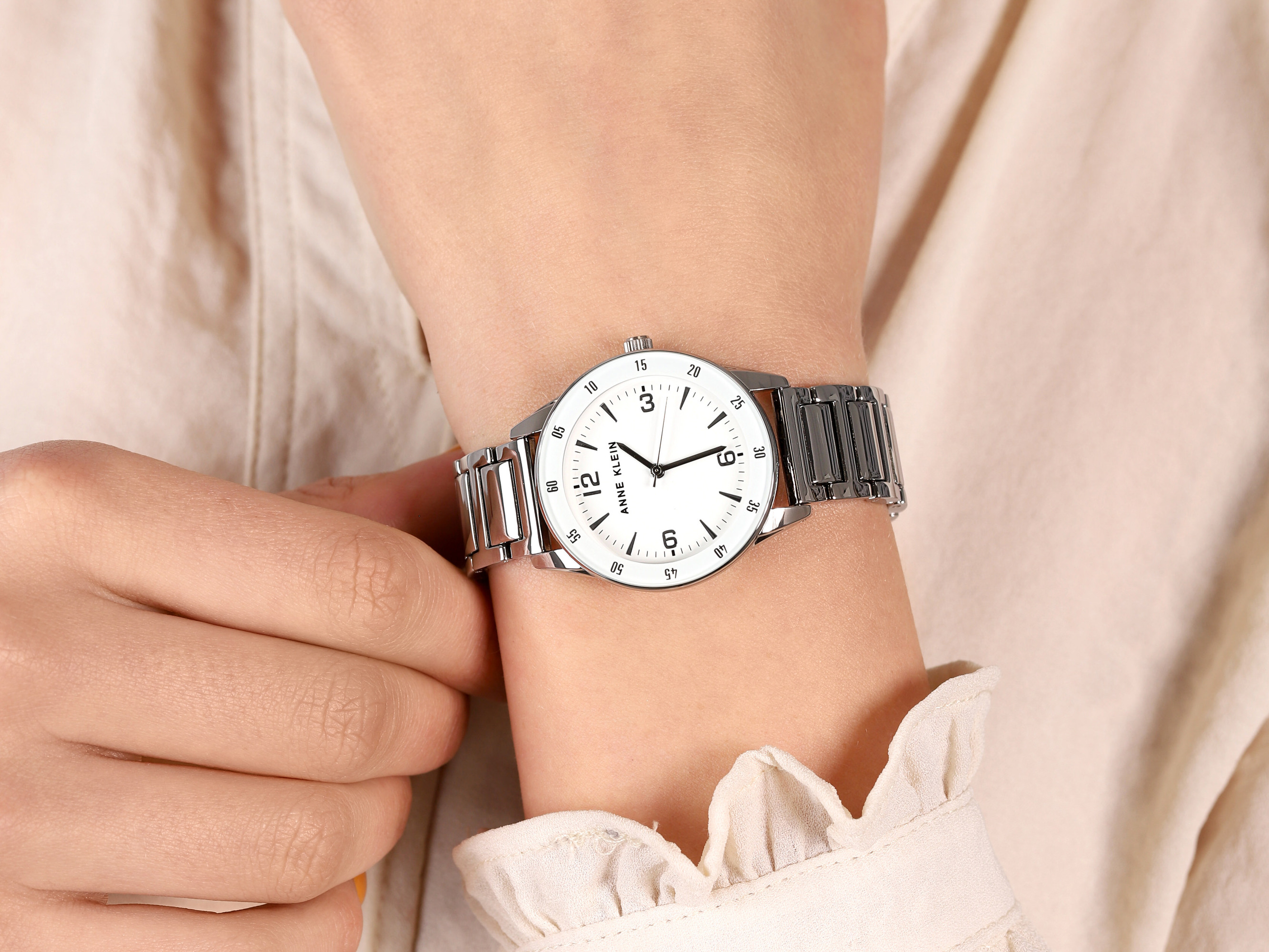 Anne Klein AK-3603WTSV zegarek srebrny klasyczny Bransoleta bransoleta - miniatura 5