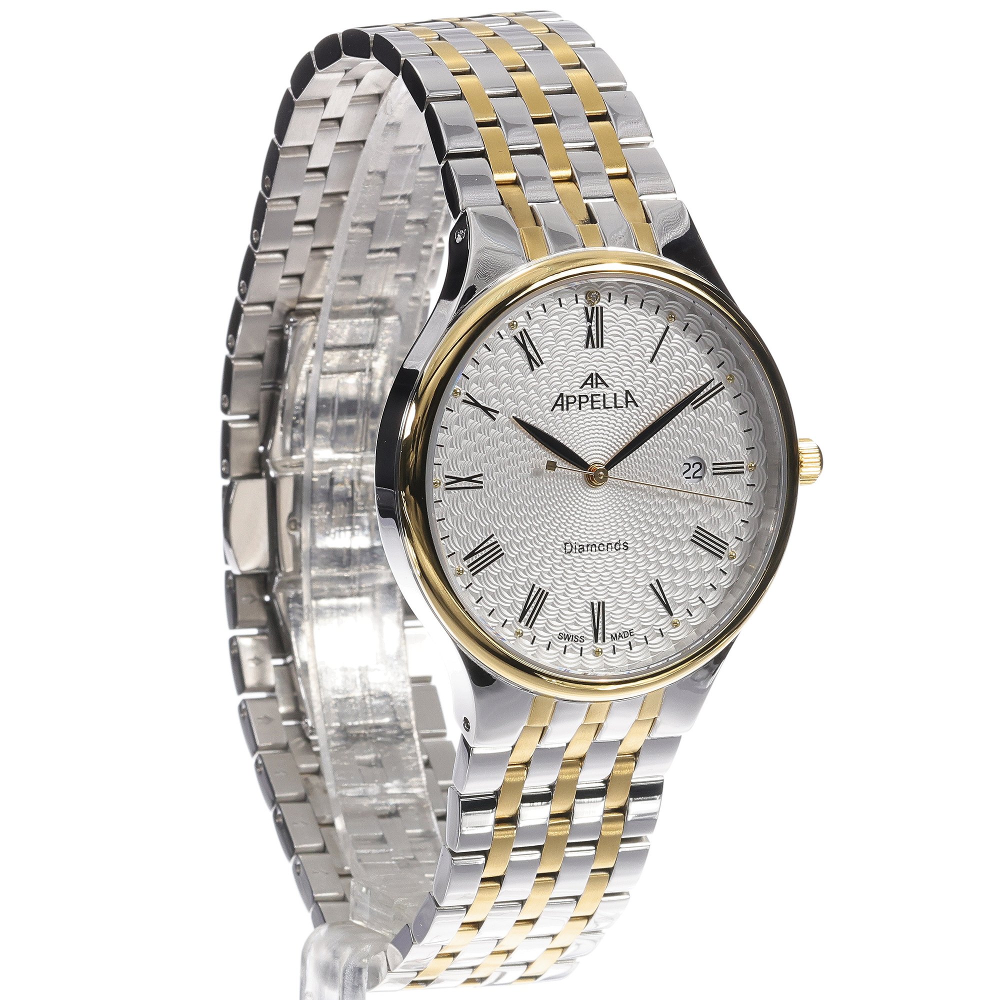 Appella L120022133DQ Diamonds zegarek męski klasyczny szafirowe - miniatura 3