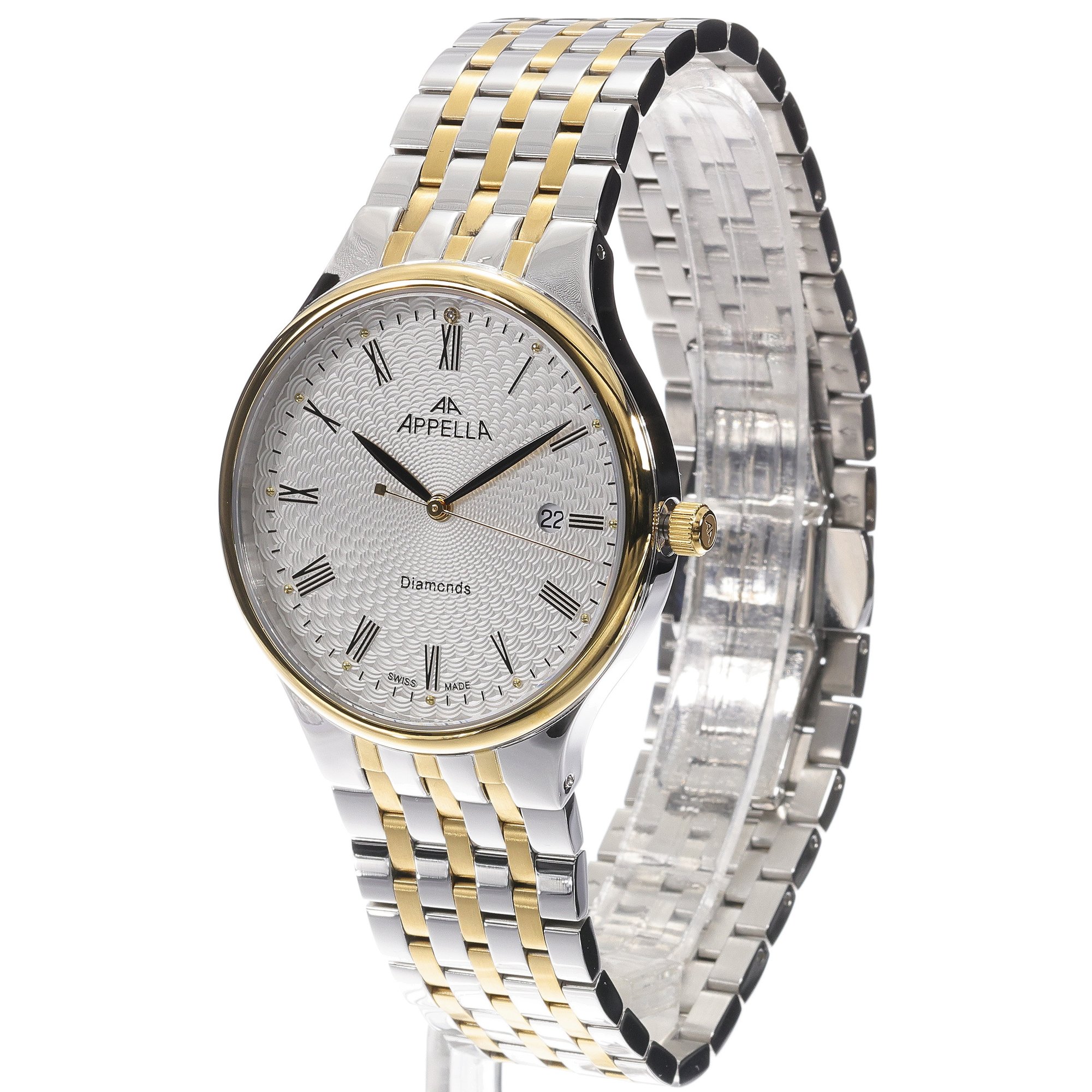 Appella L120022133DQ Diamonds zegarek męski klasyczny szafirowe - miniatura 2