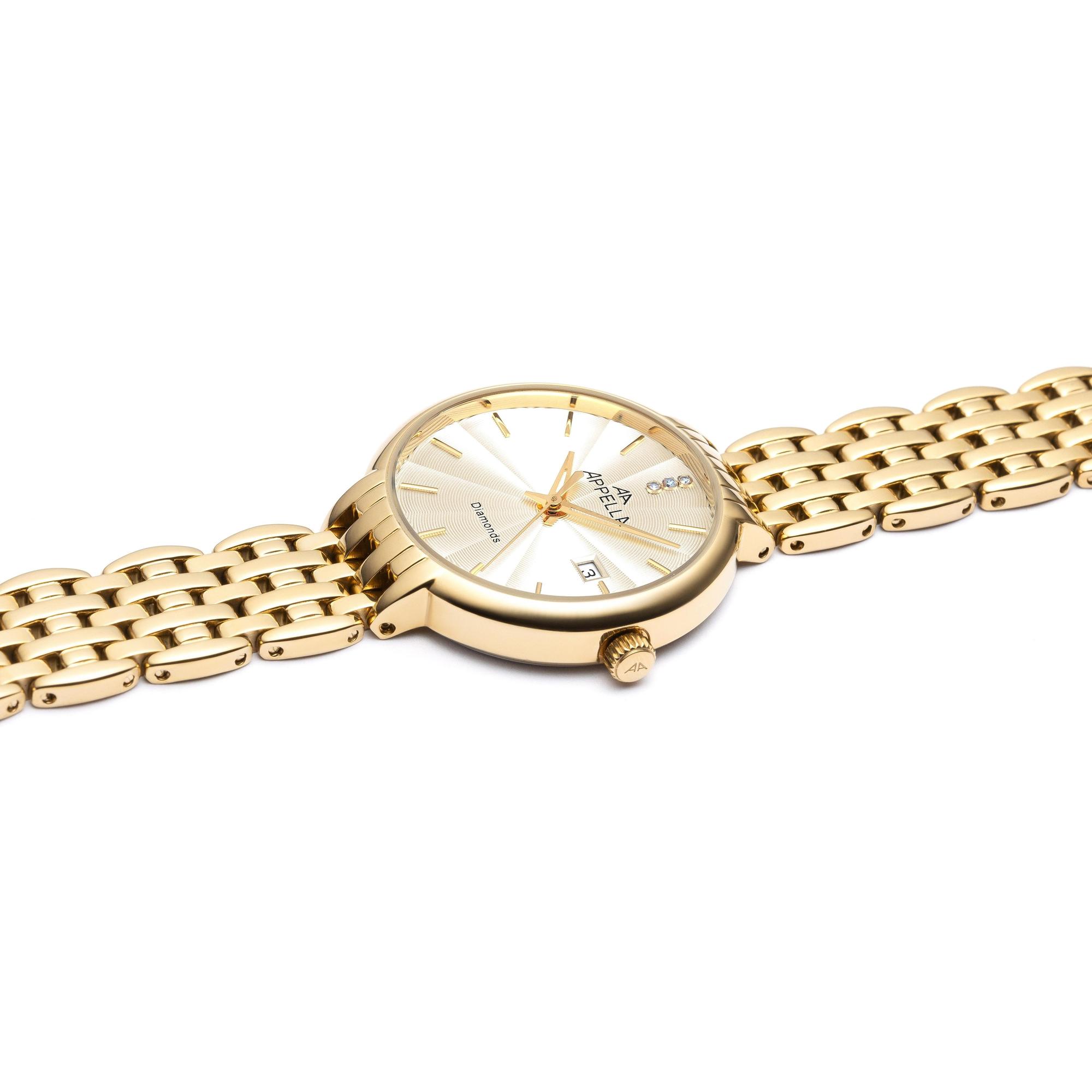 Appella L320001111DQ zegarek złoty klasyczny Diamonds bransoleta - miniatura 5