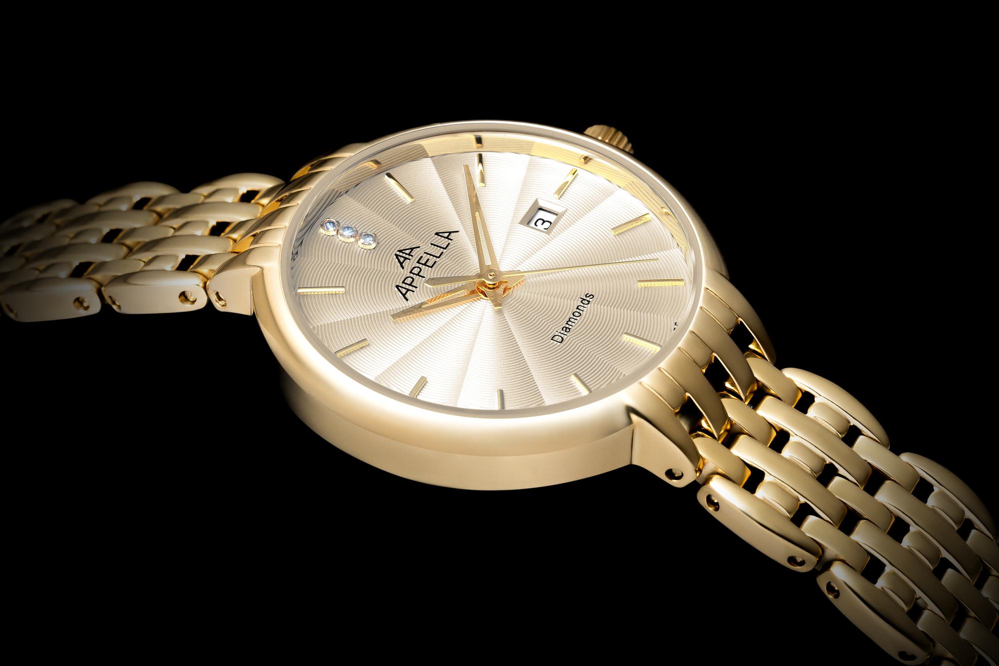 Appella L320001111DQ zegarek złoty klasyczny Diamonds bransoleta - miniatura 7