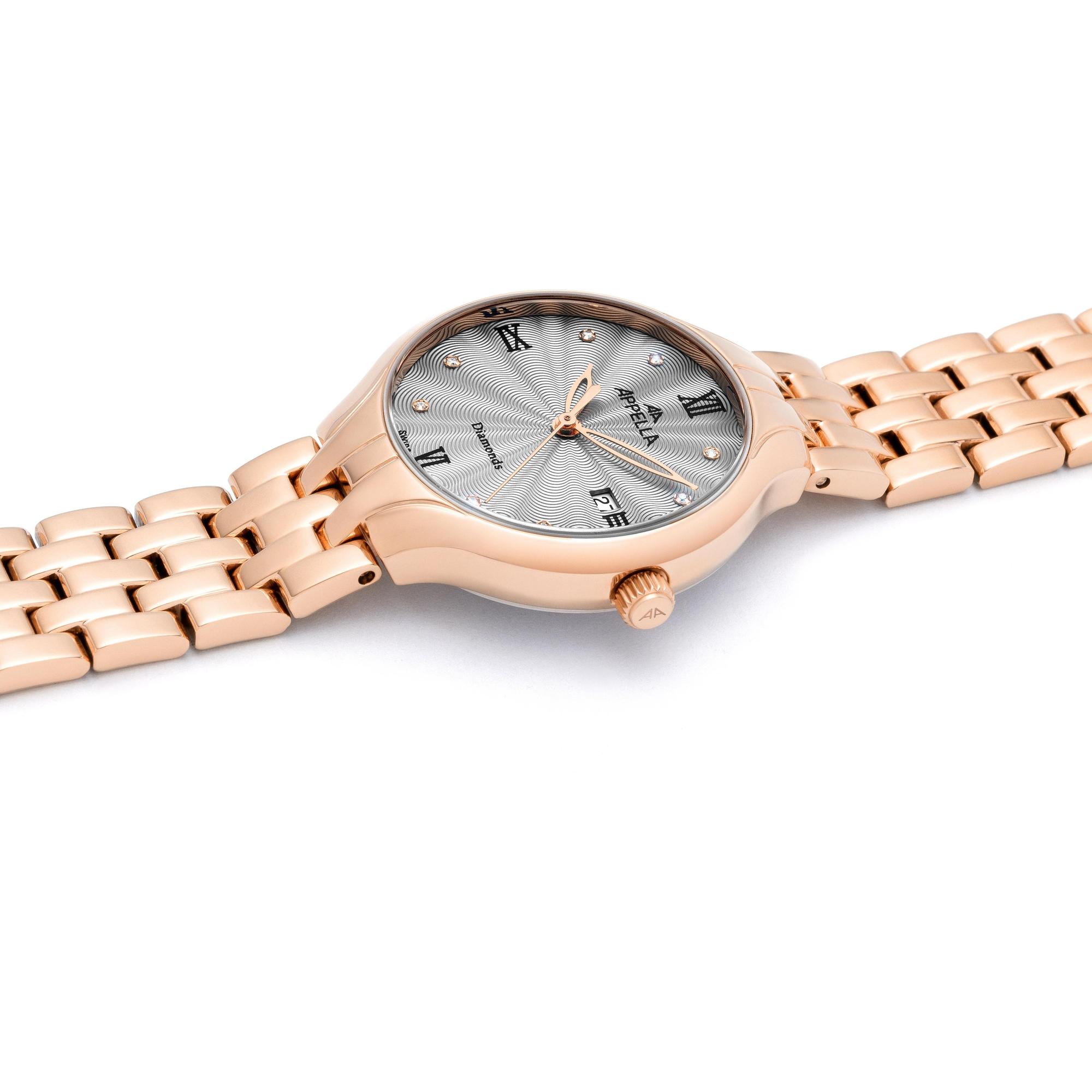 Appella L500009187DQ zegarek różowe złoto klasyczny Diamonds bransoleta - miniatura 5
