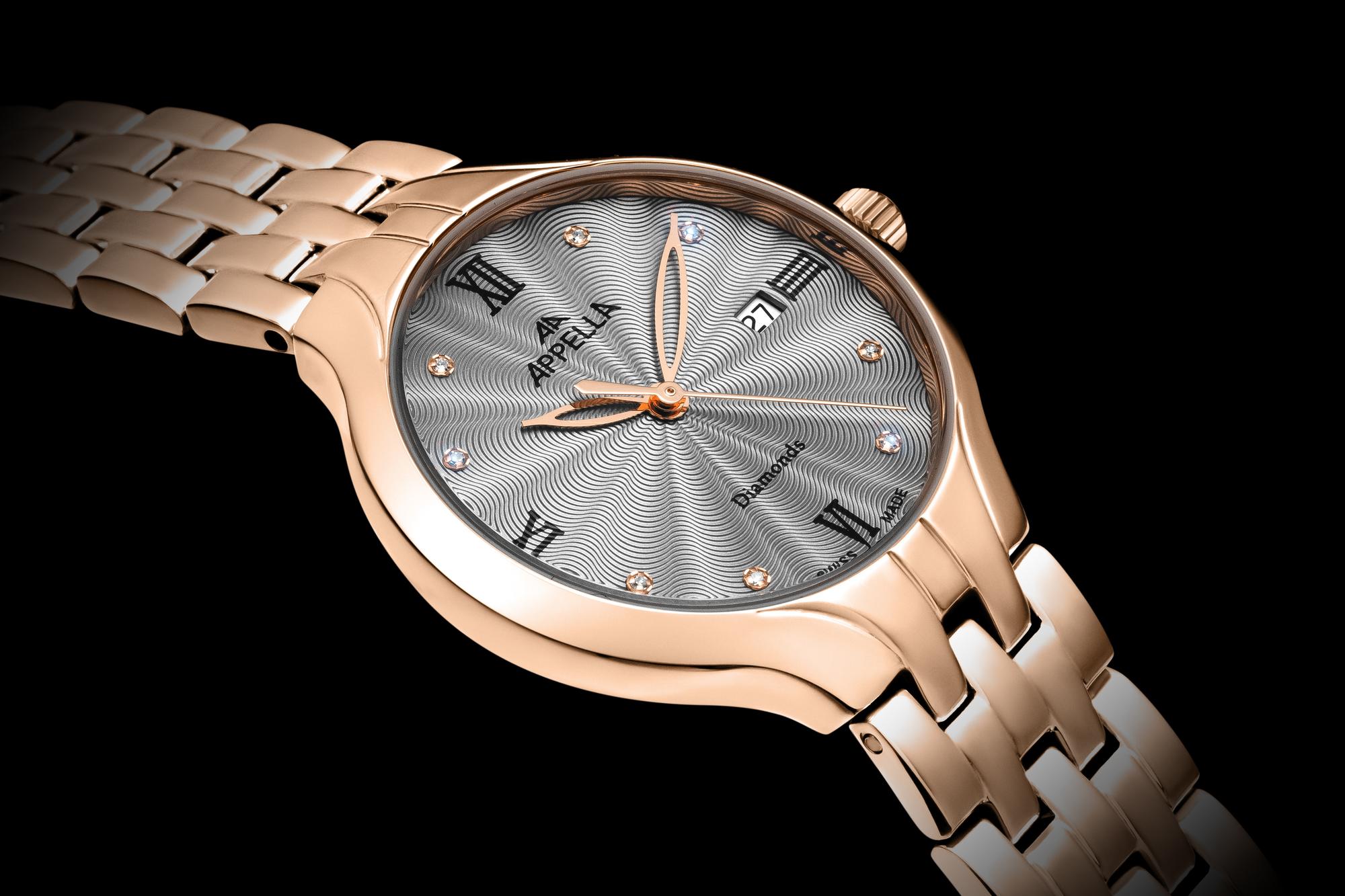 Appella L500009187DQ zegarek różowe złoto klasyczny Diamonds bransoleta - miniatura 7