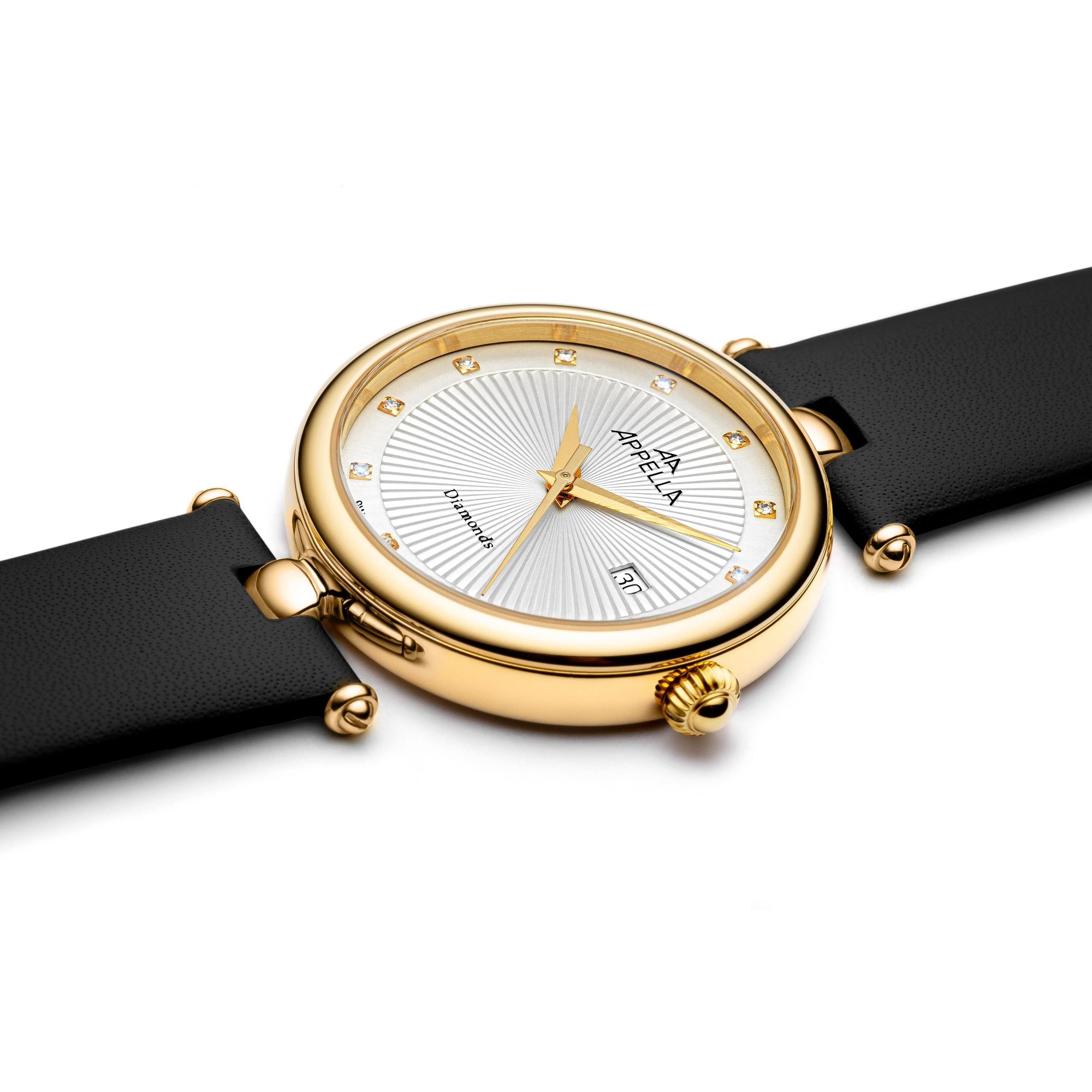Appella L500021243DQ zegarek złoty klasyczny Diamonds pasek - miniatura 5