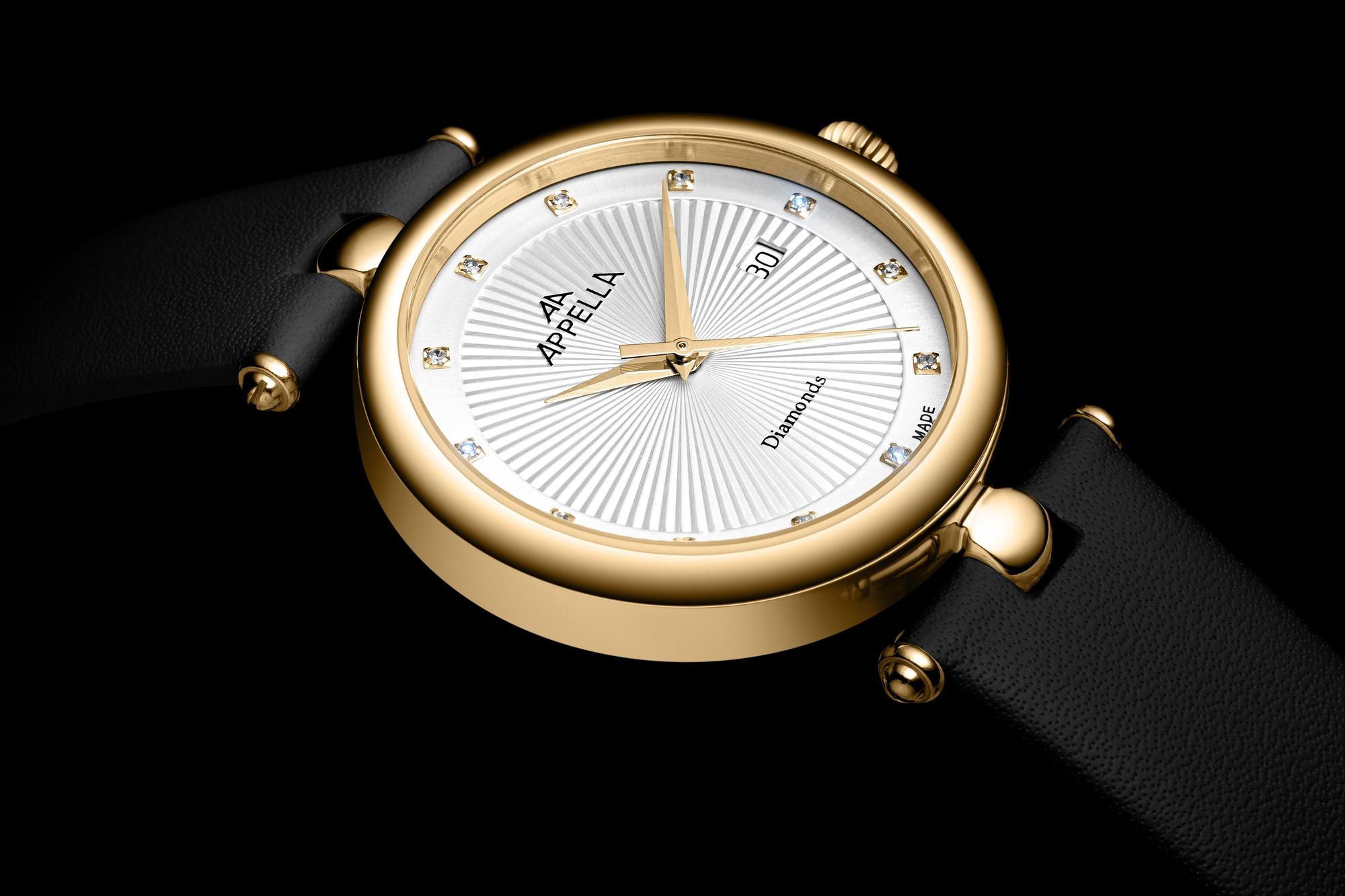 Appella L500021243DQ zegarek złoty klasyczny Diamonds pasek - miniatura 8