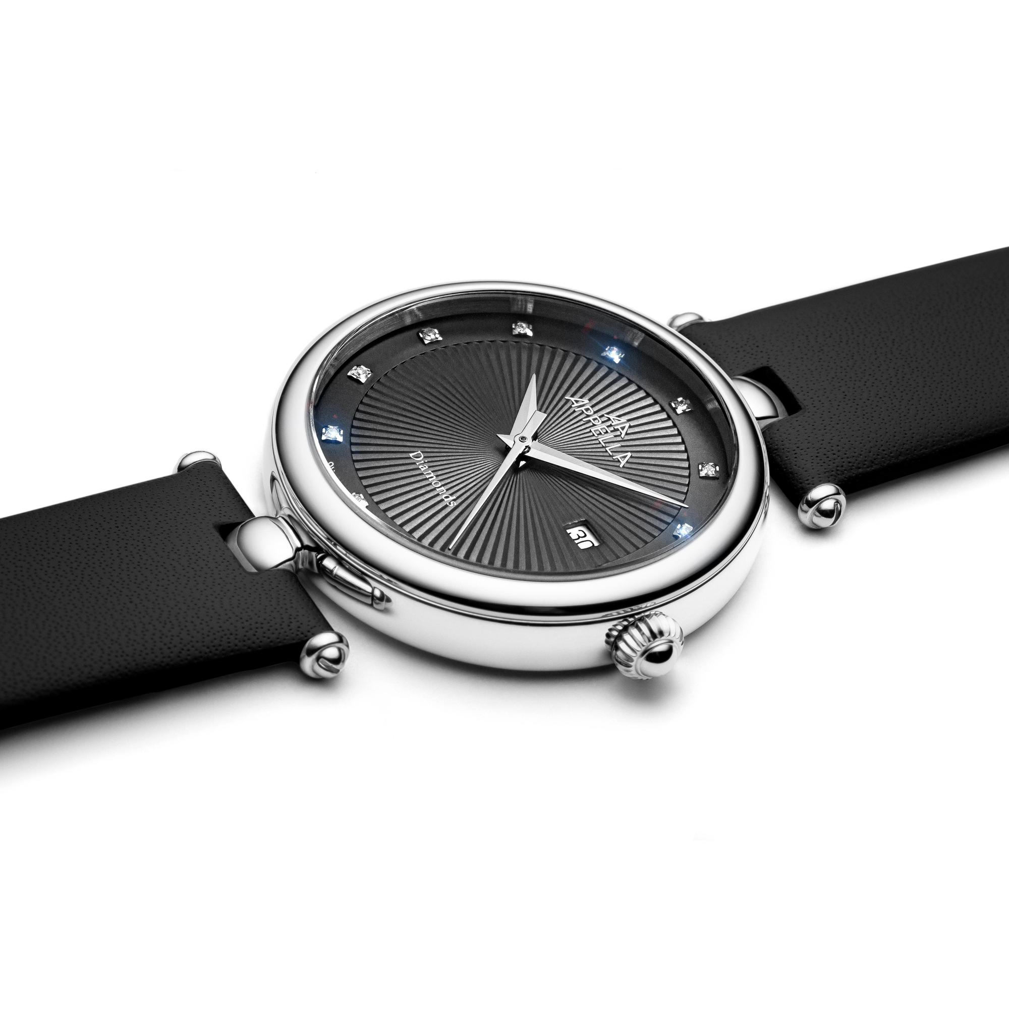 Appella L500025247DQ zegarek srebrny klasyczny Diamonds pasek - miniatura 5