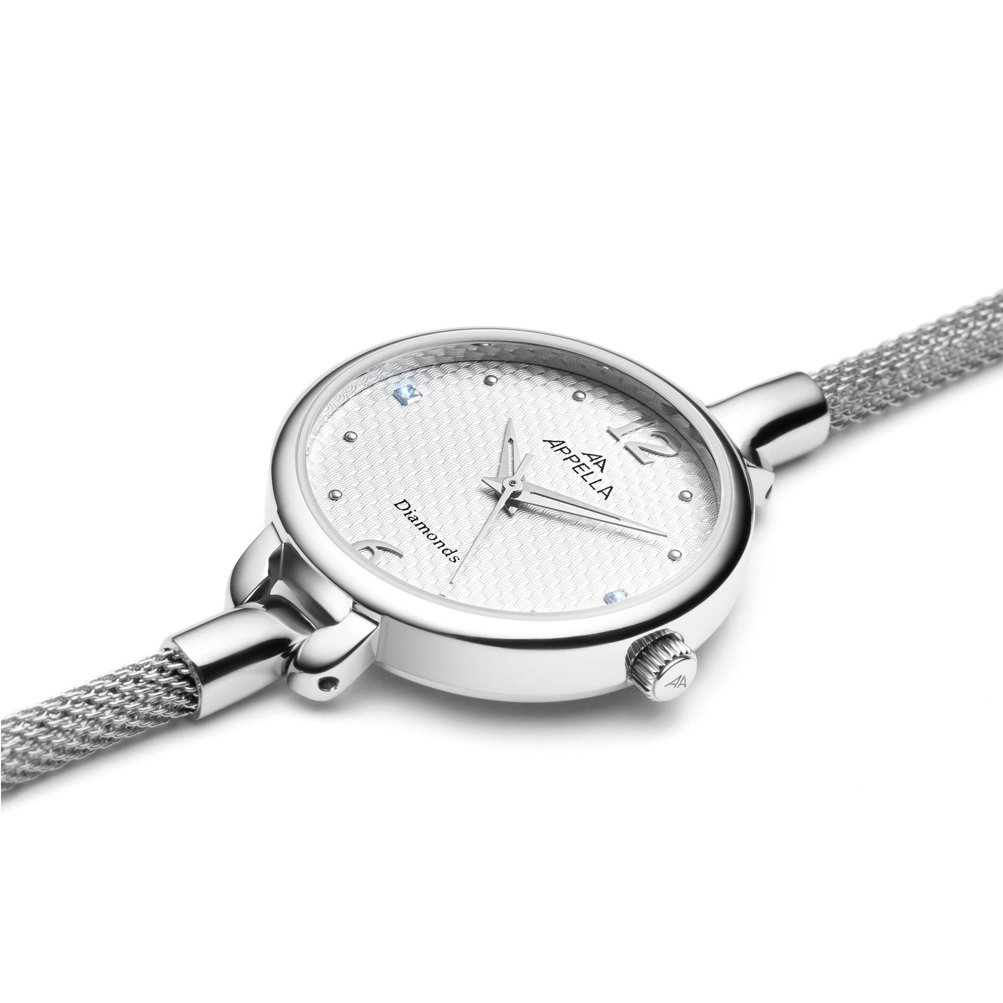 Appella L500035173DQ zegarek srebrny elegancki Diamonds bransoleta - miniatura 5
