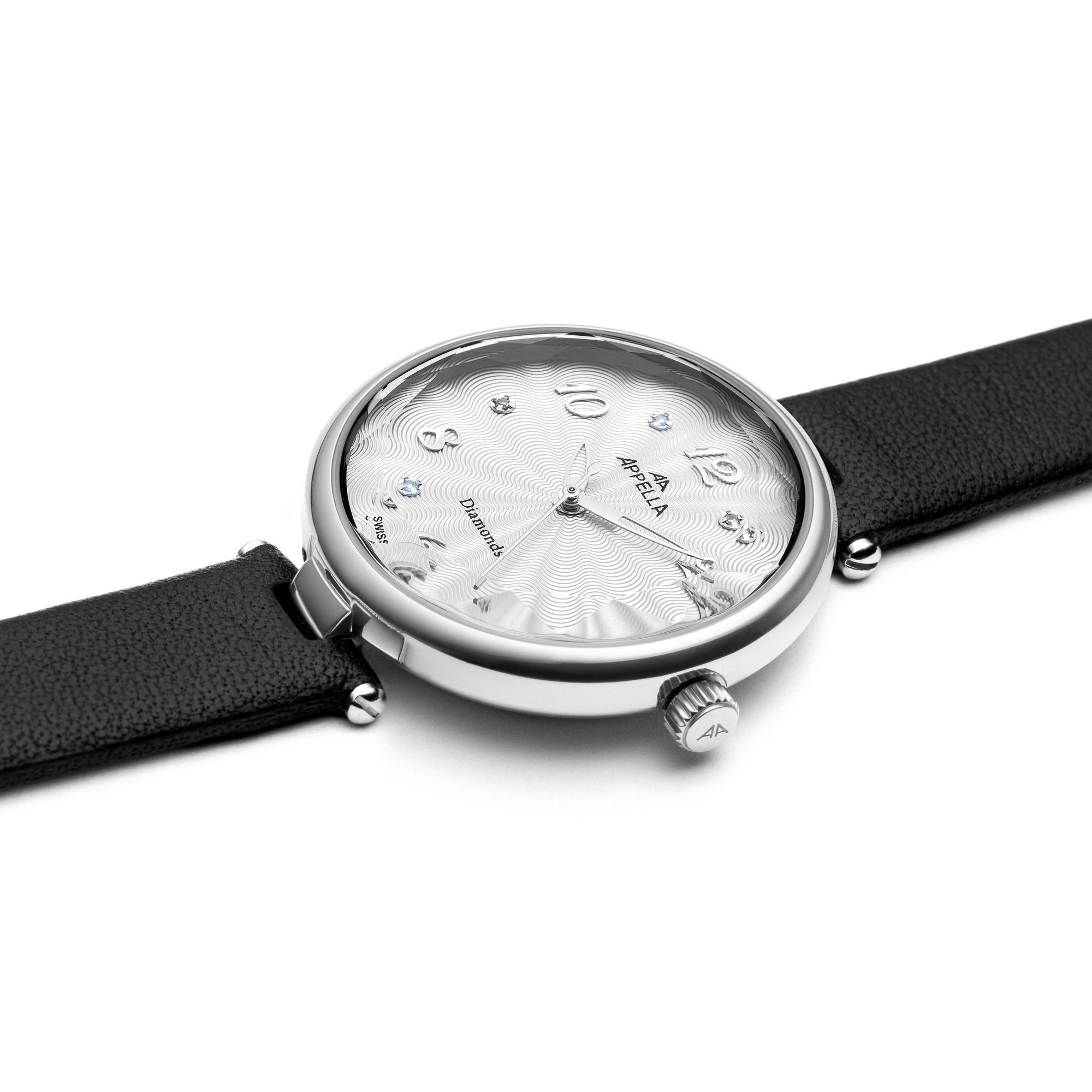 Appella L500045273DQ zegarek srebrny klasyczny Diamonds pasek - miniatura 5
