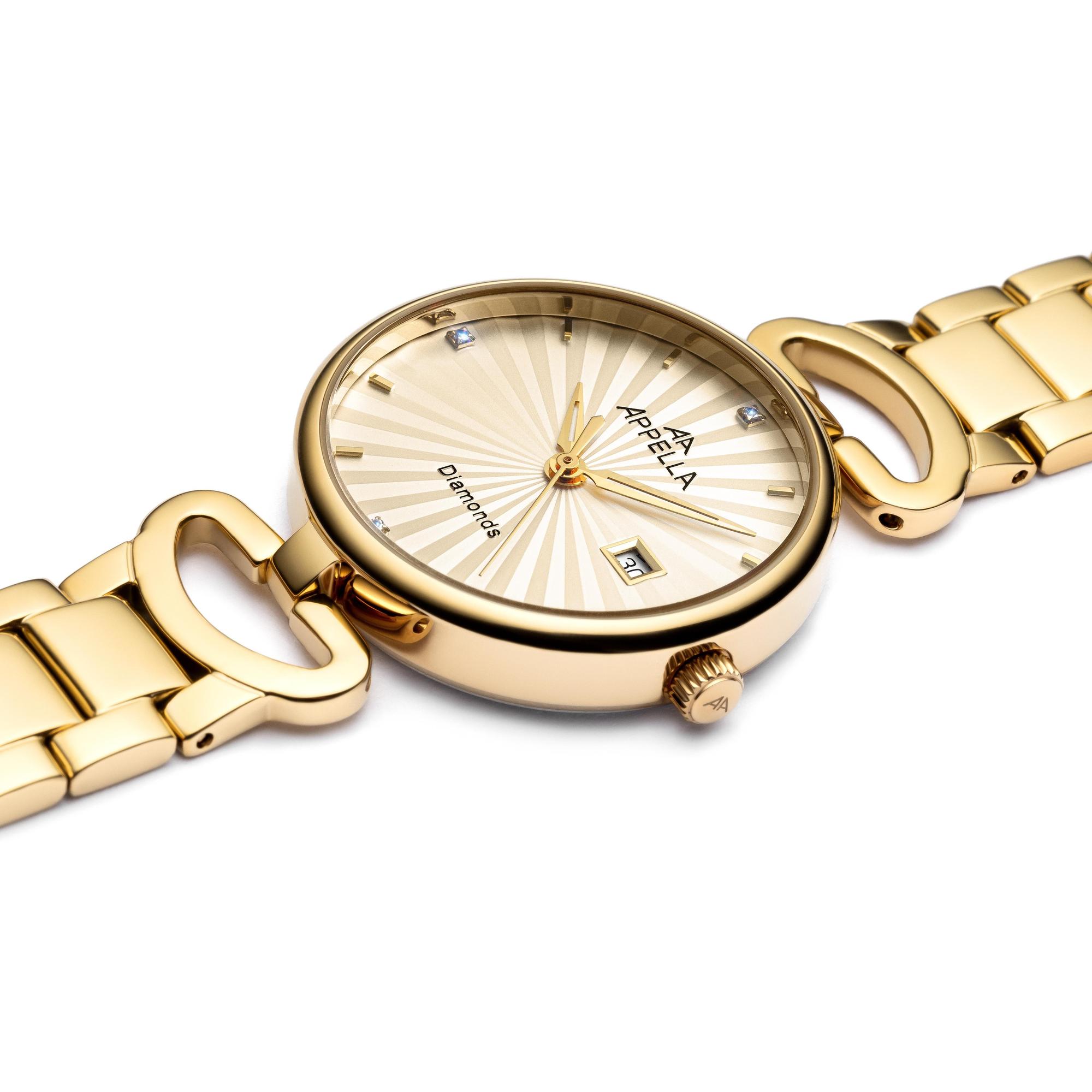Appella L500081191DQ zegarek złoty elegancki Diamonds bransoleta - miniatura 5
