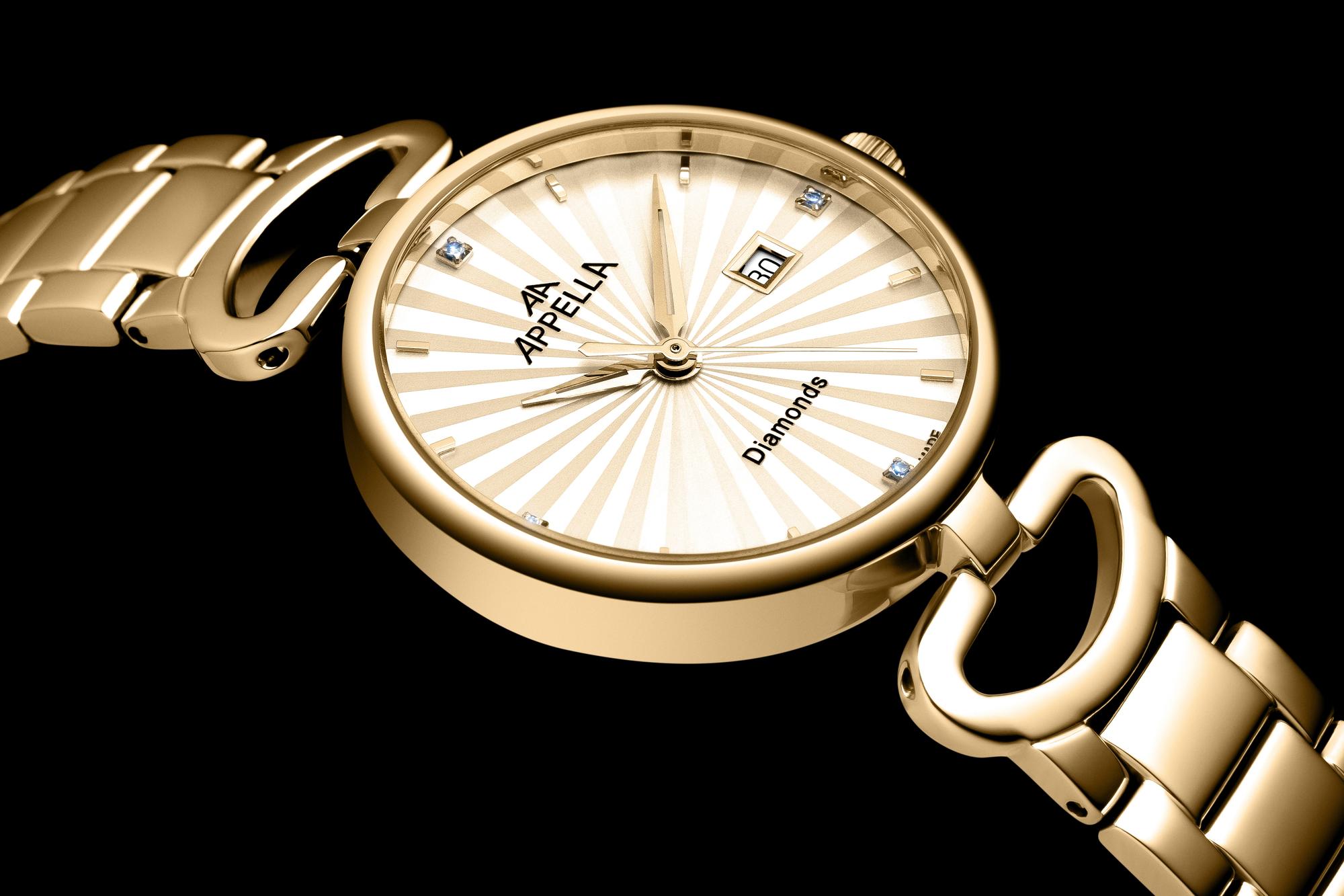 Appella L500081191DQ zegarek złoty elegancki Diamonds bransoleta - miniatura 7