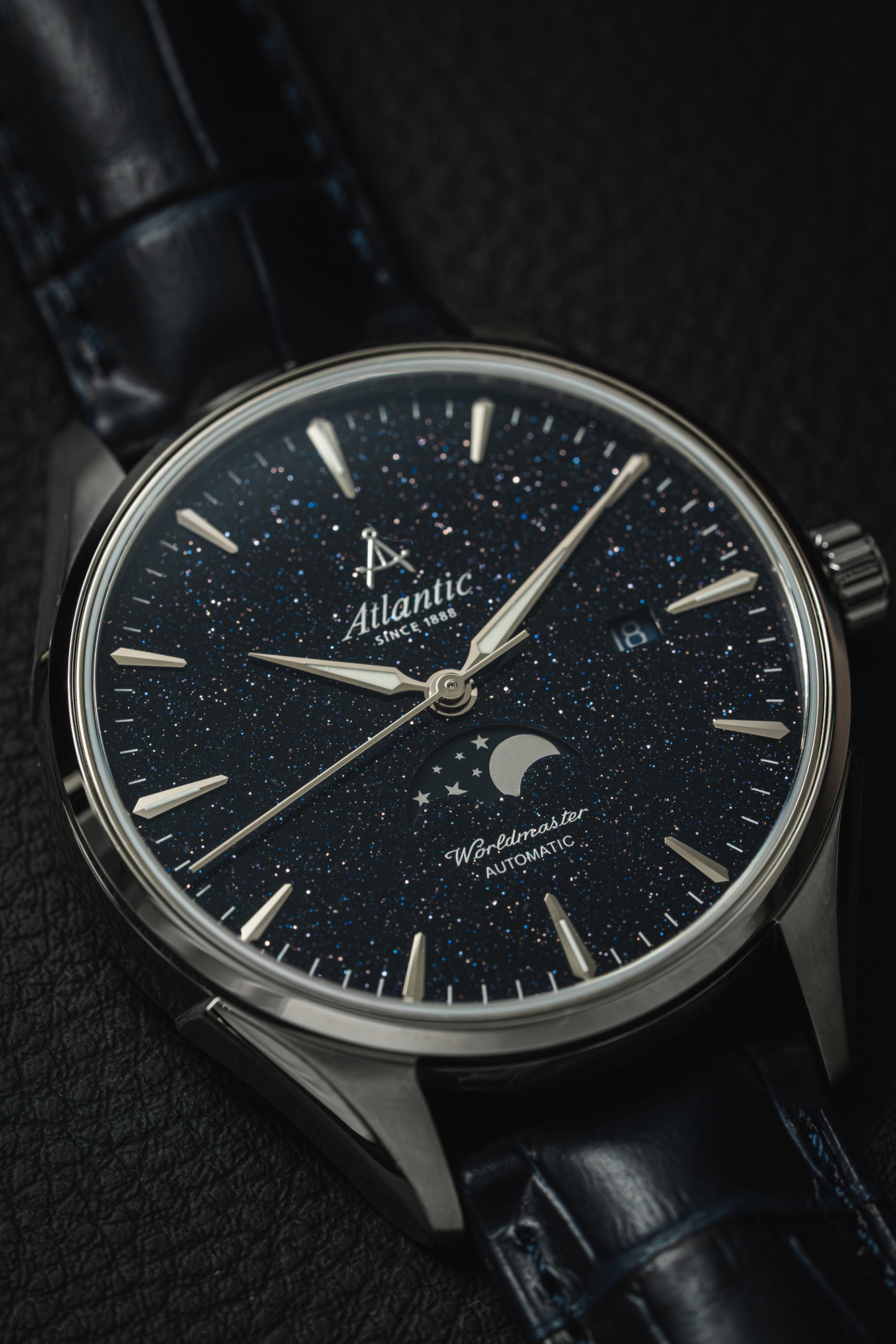 Atlantic 527834191 Worldmaster Nightsky Moonphase - Blue Aventurine Worldmaster klasyczny zegarek srebrny - miniatura 8