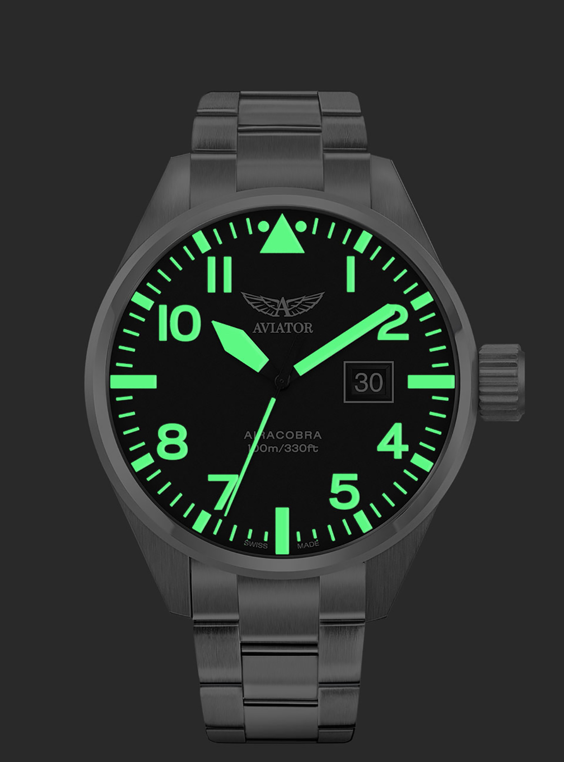 Aviator V.1.22.0.148.5 Airacobra AIRACOBRA P42 BIG DATE Quartz zegarek męski klasyczny szafirowe - miniatura 5
