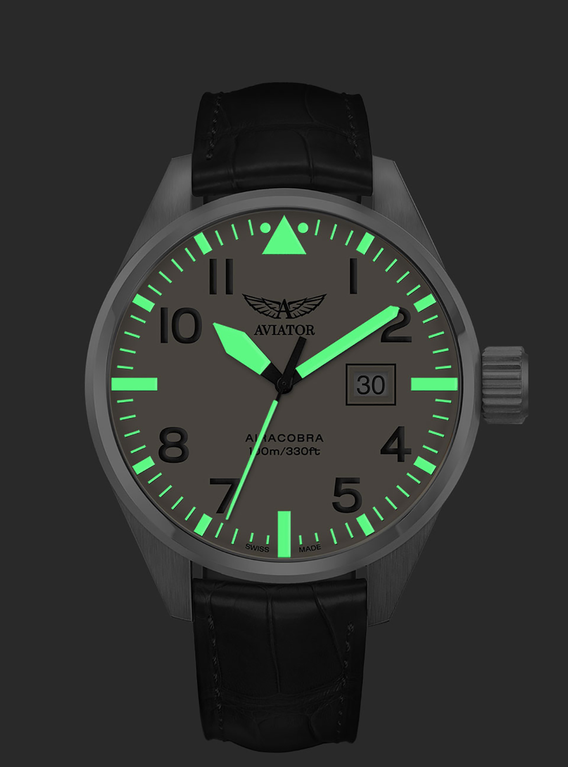 Aviator V.1.22.0.190.4 AIRACOBRA P42 BIG DATE Quartz zegarek klasyczny Airacobra - miniatura 4