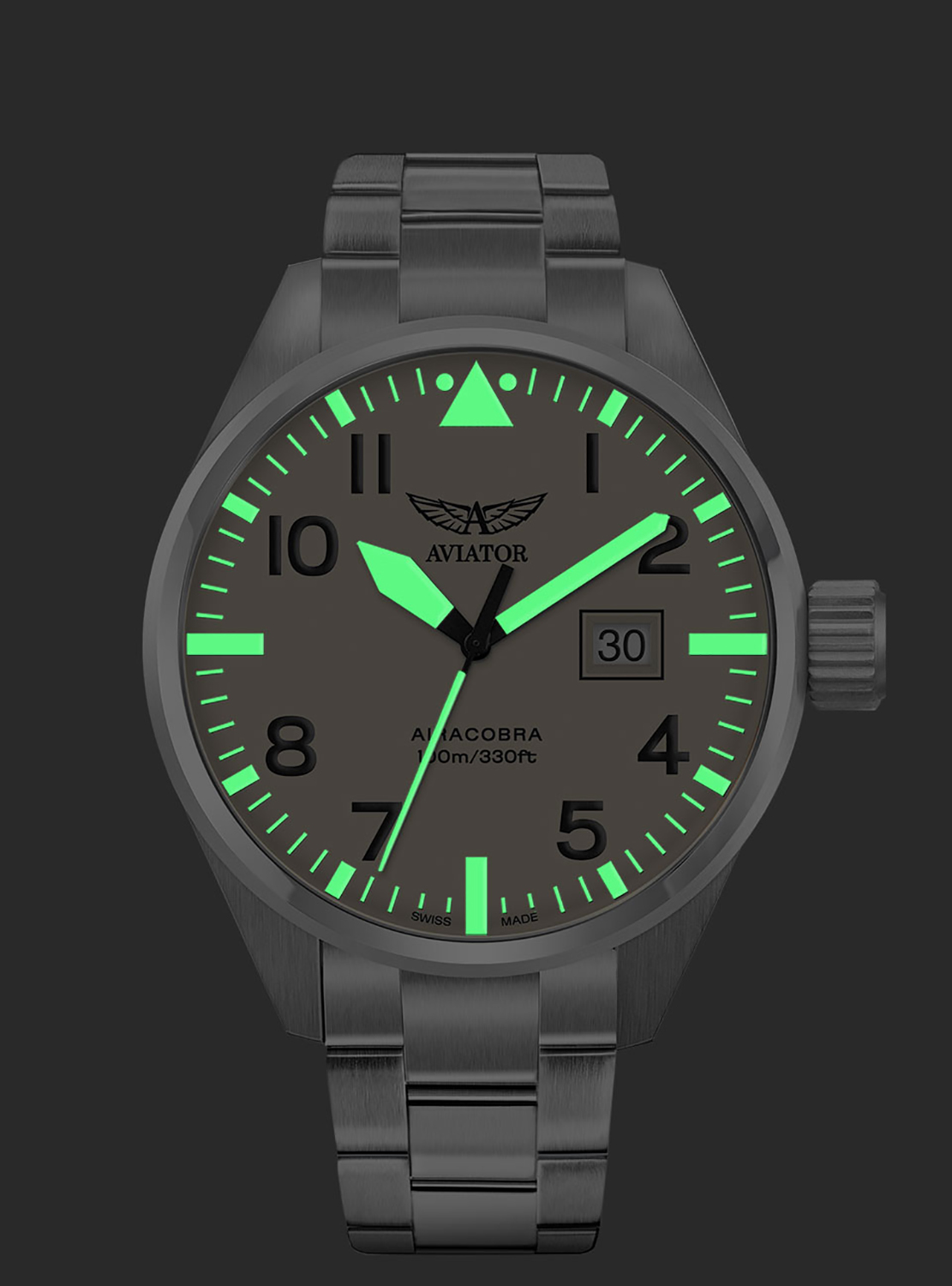 Aviator V.1.22.0.190.5 AIRACOBRA P42 BIG DATE Quartz zegarek klasyczny Airacobra - miniatura 4