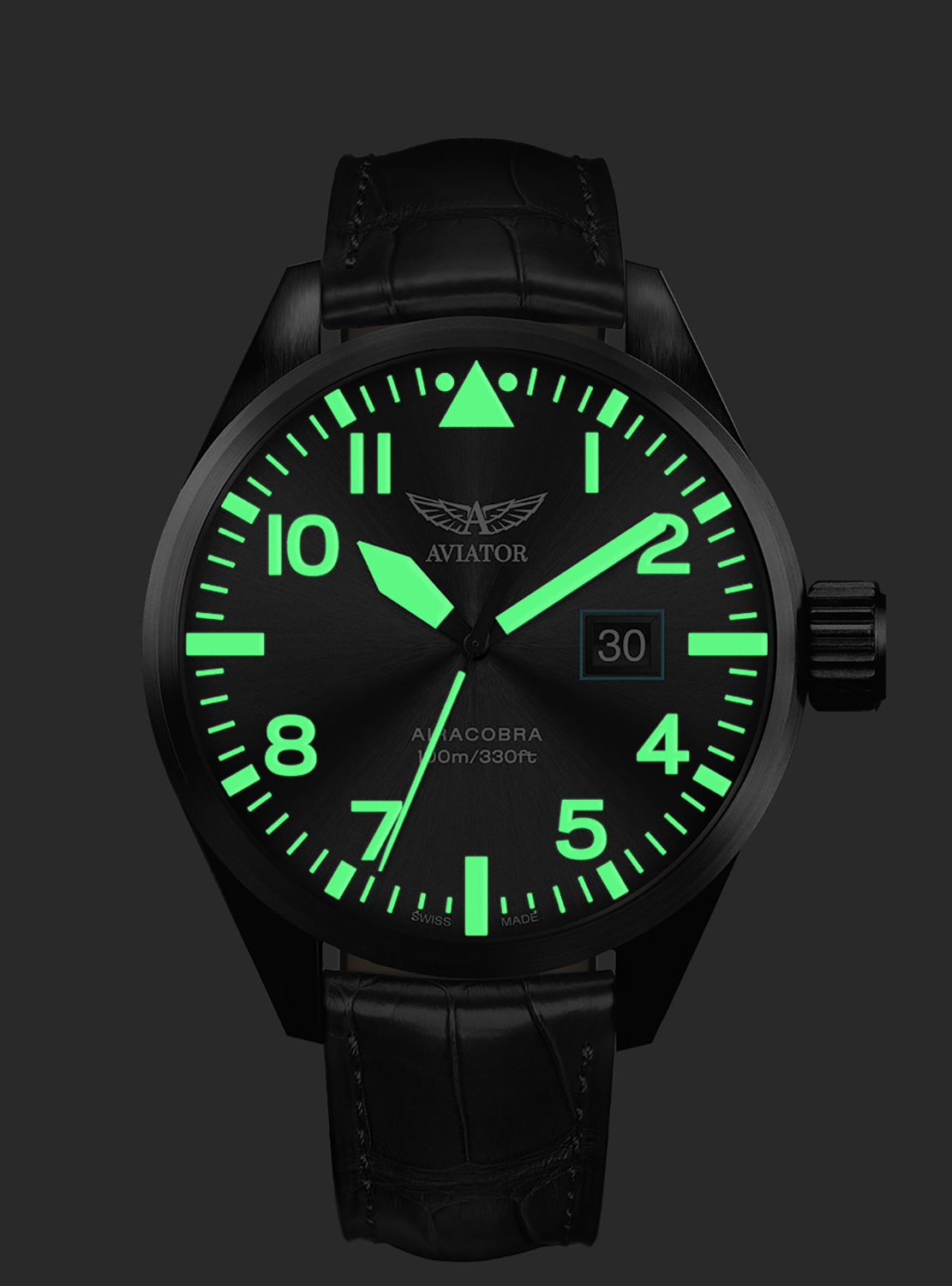 Aviator V.1.22.5.188.4 Airacobra AIRACOBRA P42 BIG DATE Quartz zegarek męski klasyczny szafirowe - miniatura 6