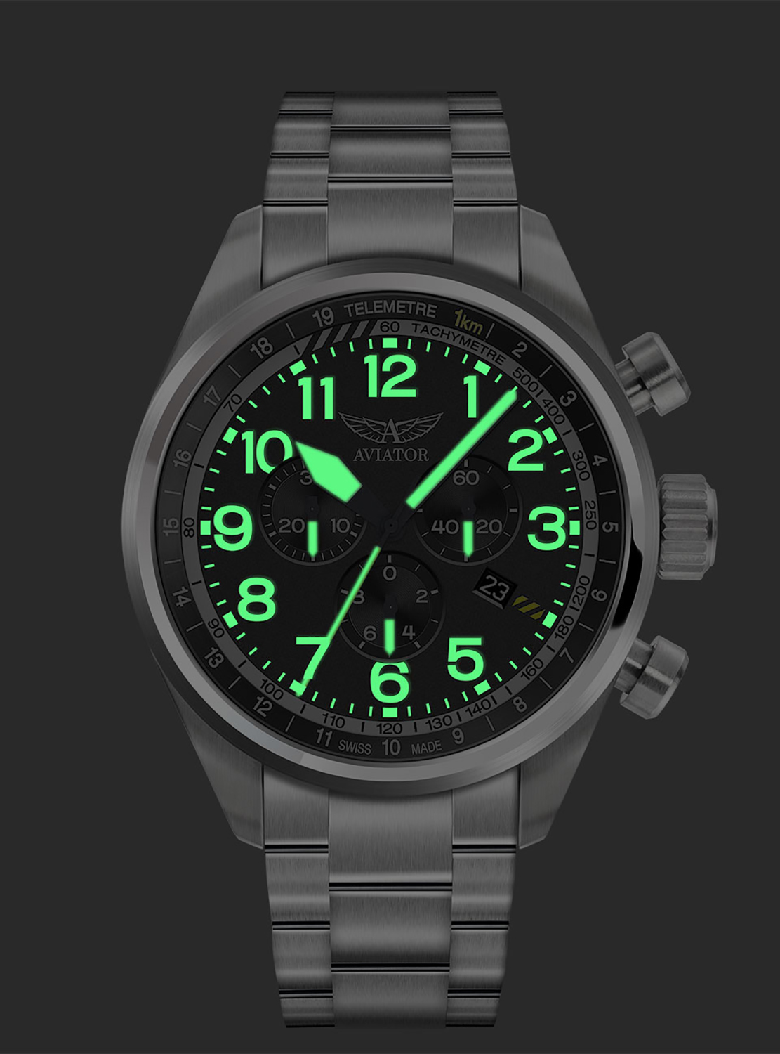 Aviator V.2.25.0.169.5 zegarek srebrny klasyczny Airacobra bransoleta - miniatura 5