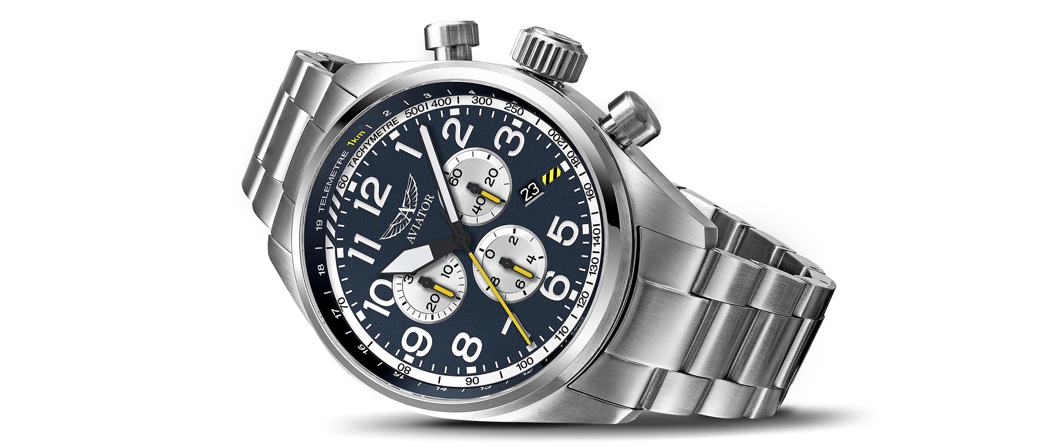 Aviator V.2.25.0.170.5 zegarek srebrny klasyczny Airacobra bransoleta - miniatura 2