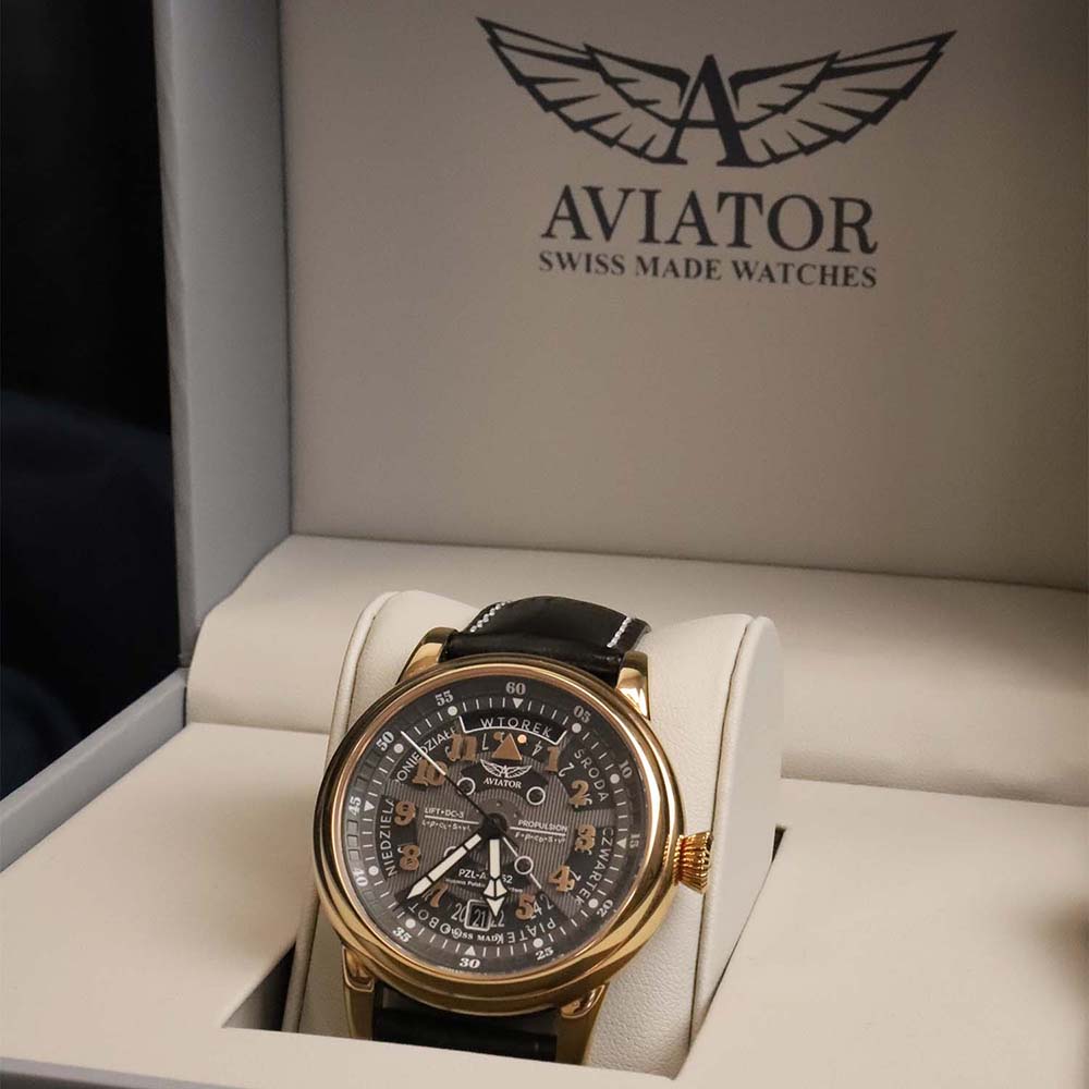 Aviator V.3.36.2.294.4 PL zegarek różowe złoto klasyczny Douglas pasek - miniatura 8