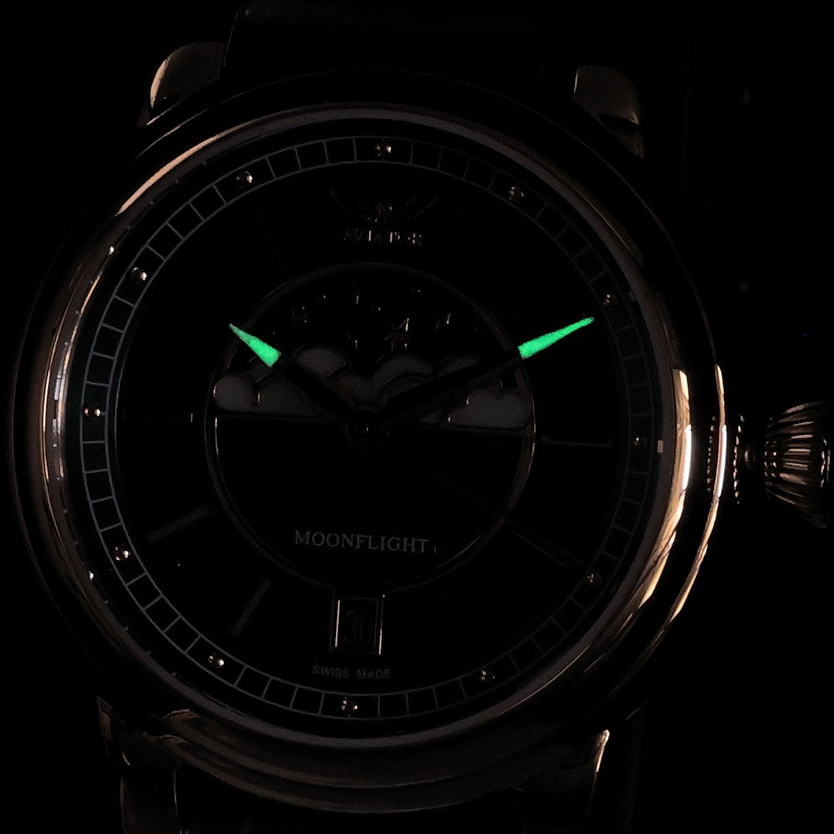 Aviator V13322634GM zegarek różowe złoto klasyczny Douglas Moonflight pasek - miniatura 5