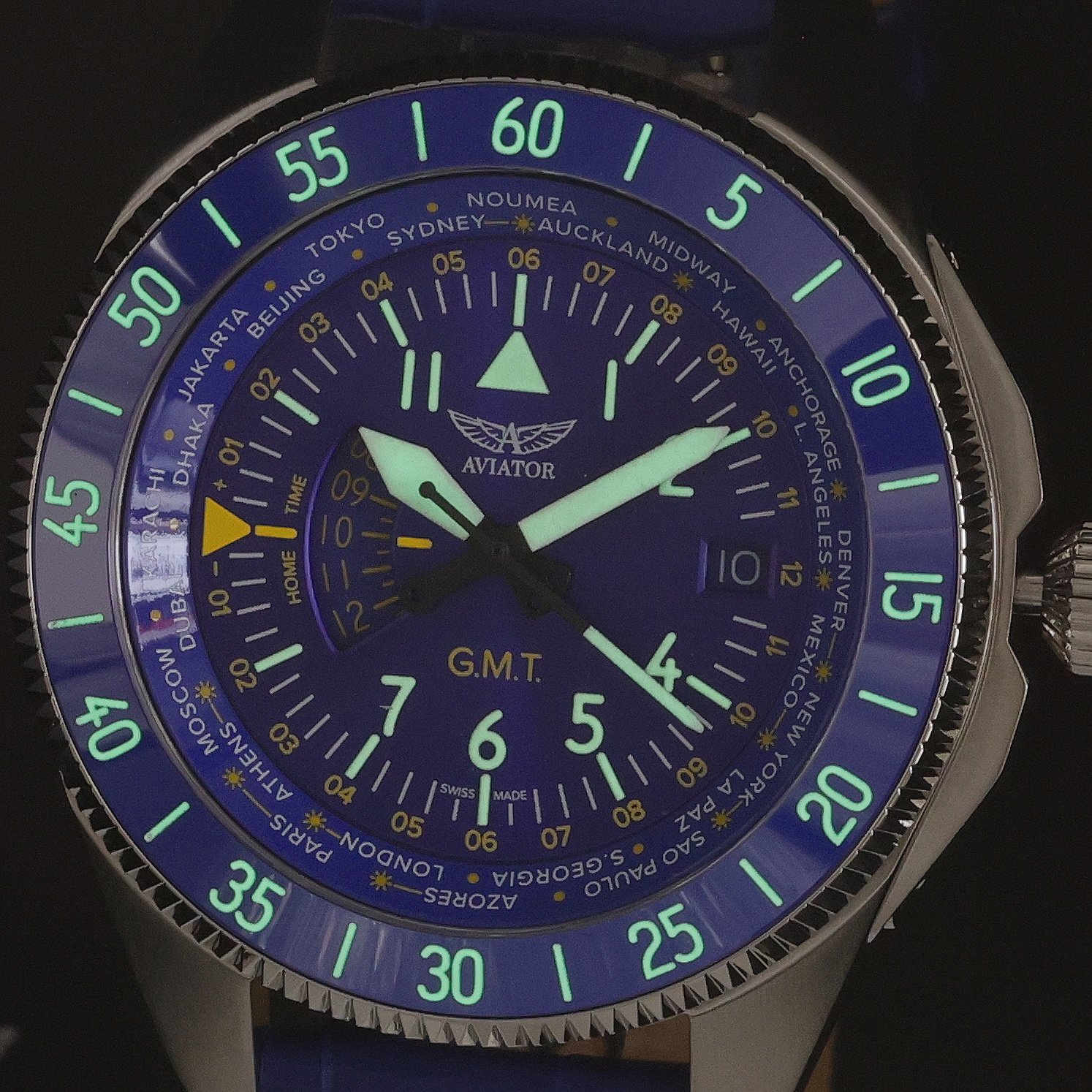 Aviator V13703084 zegarek srebrny lotniczy Airacobra pasek - miniatura 5