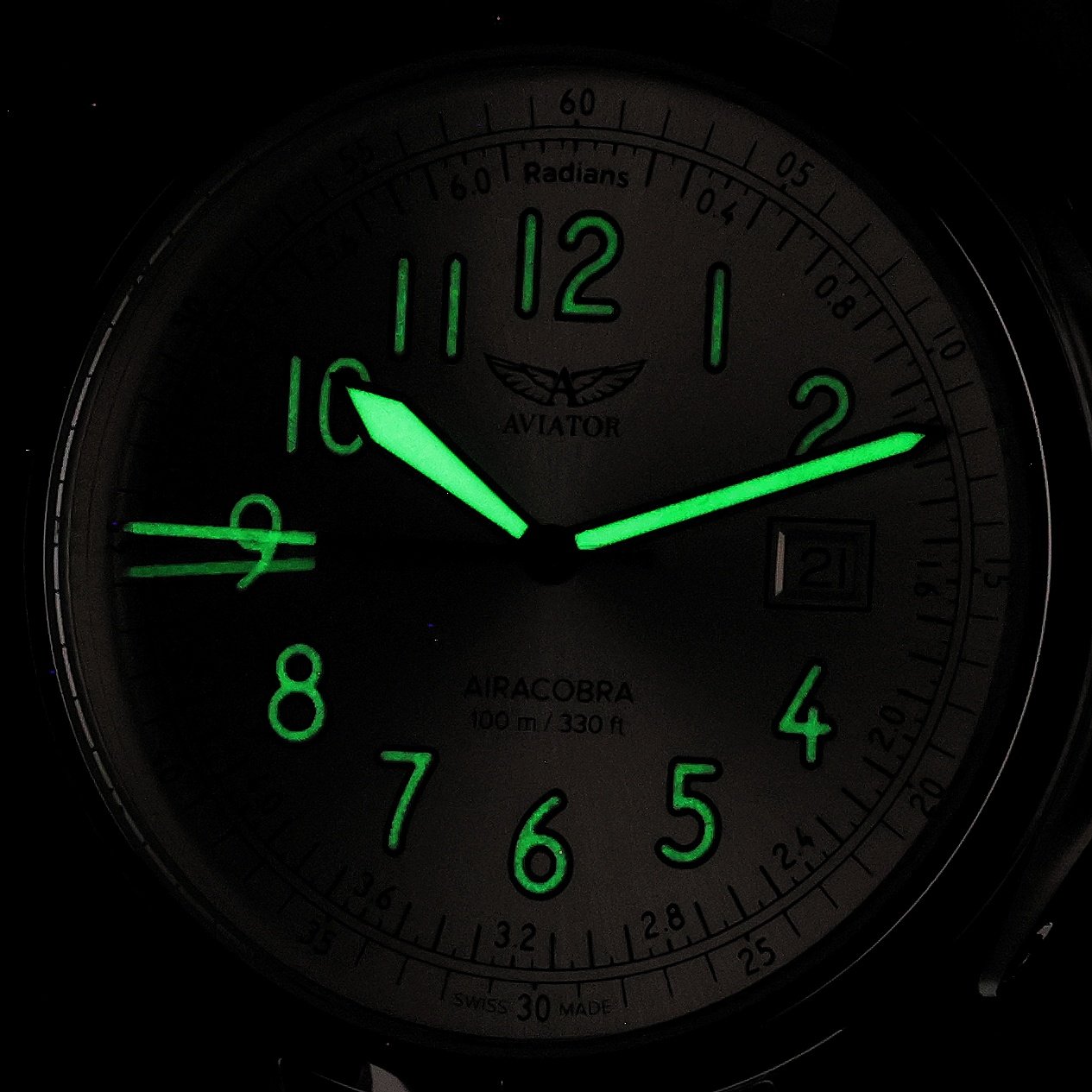 Aviator V13803274 zegarek srebrny klasyczny Airacobra pasek - miniatura 5